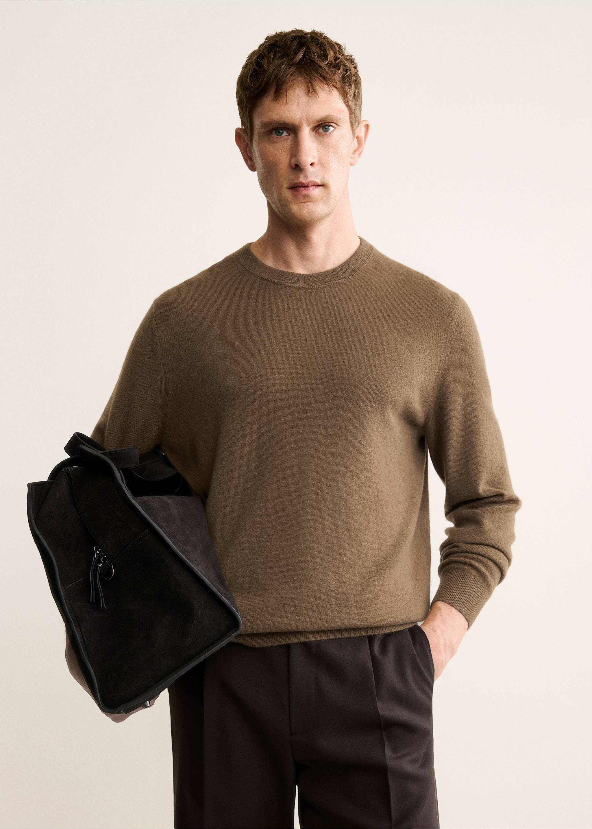 Jersey 100% cashmere regular fit - Plano medio, Marrón medio. Ref: 17068276-00.