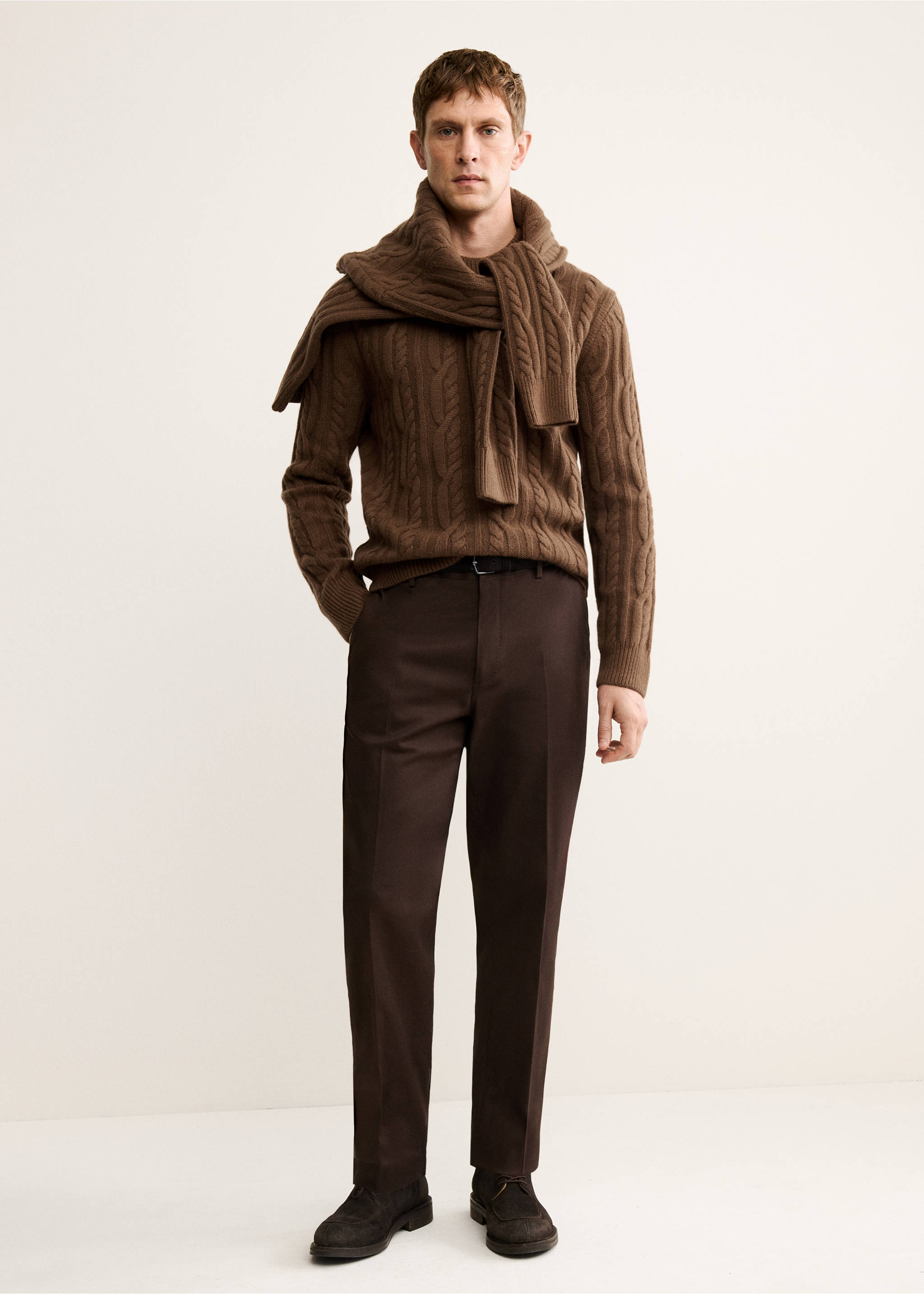 100% wool braided sweater - General plane, Caramel. Ref: 17068278-00.