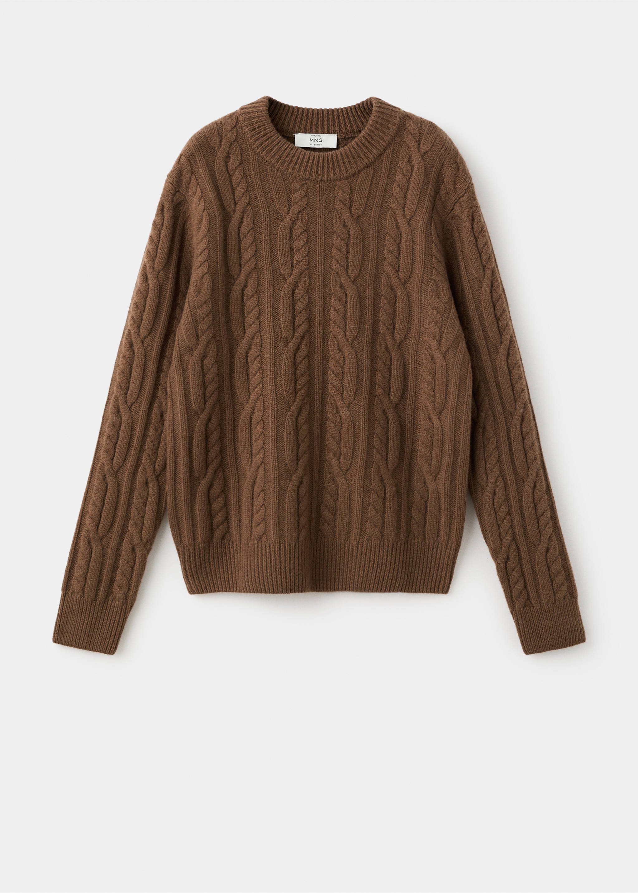 100% wool braided sweater - Article without model, Caramel. Ref: 17068278-00.