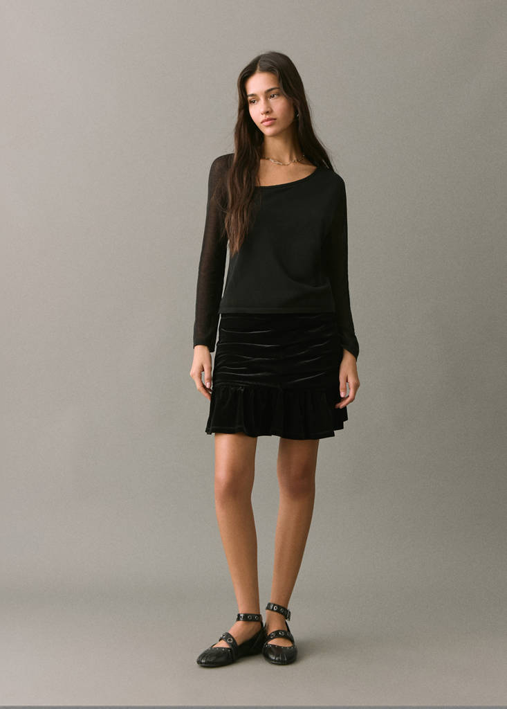 Draped velvet skirt