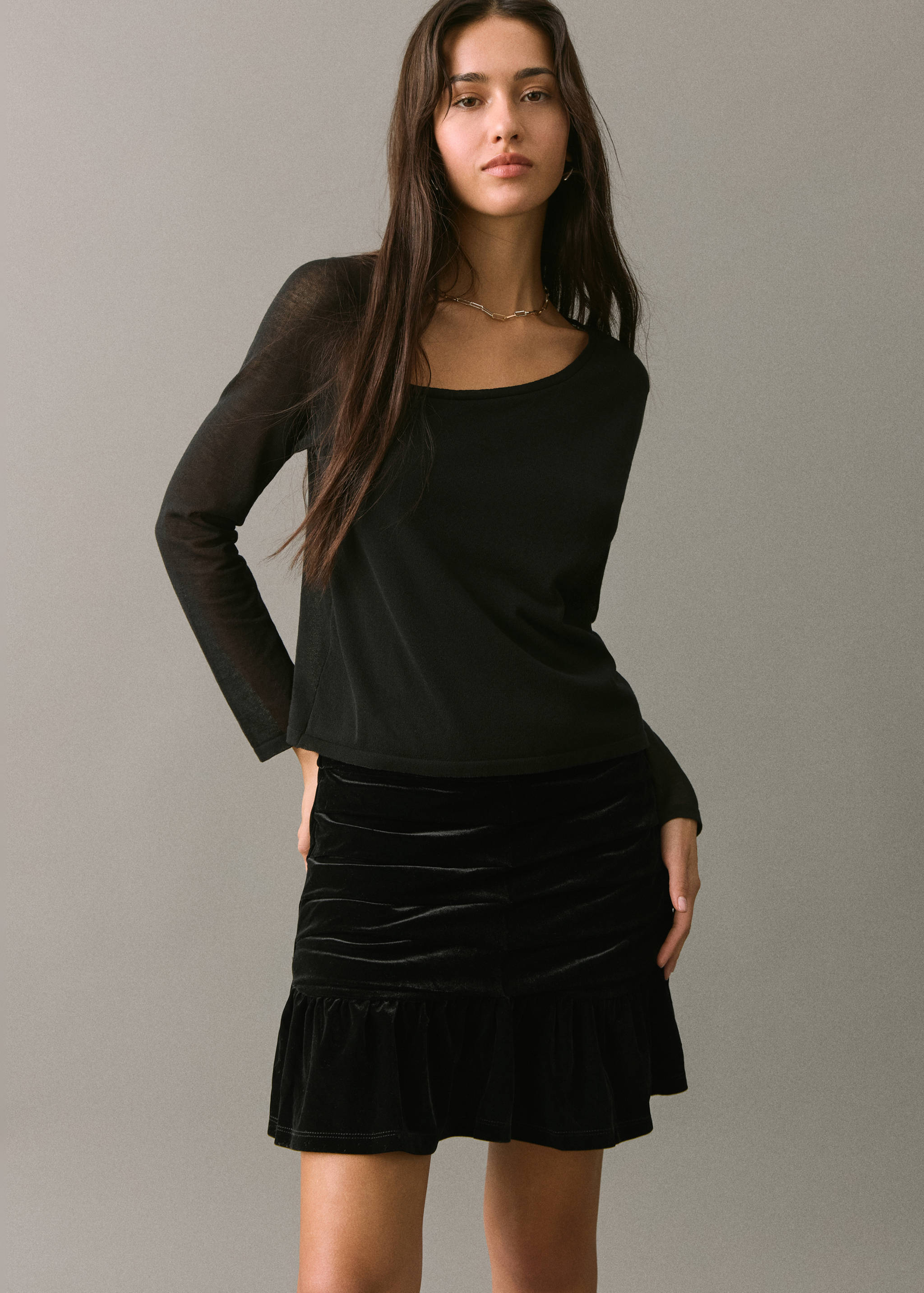 Draped velvet skirt - Medium plane
