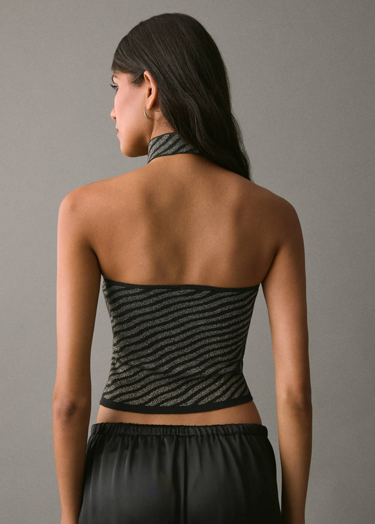 Striped strapless top — Gold