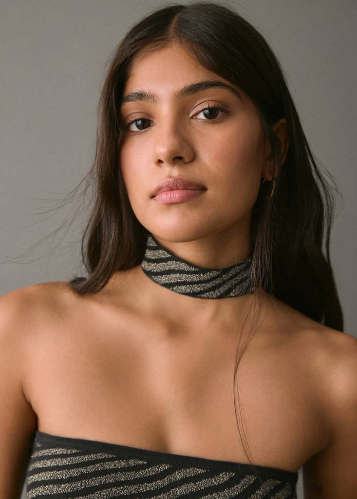 Striped strapless top — Gold