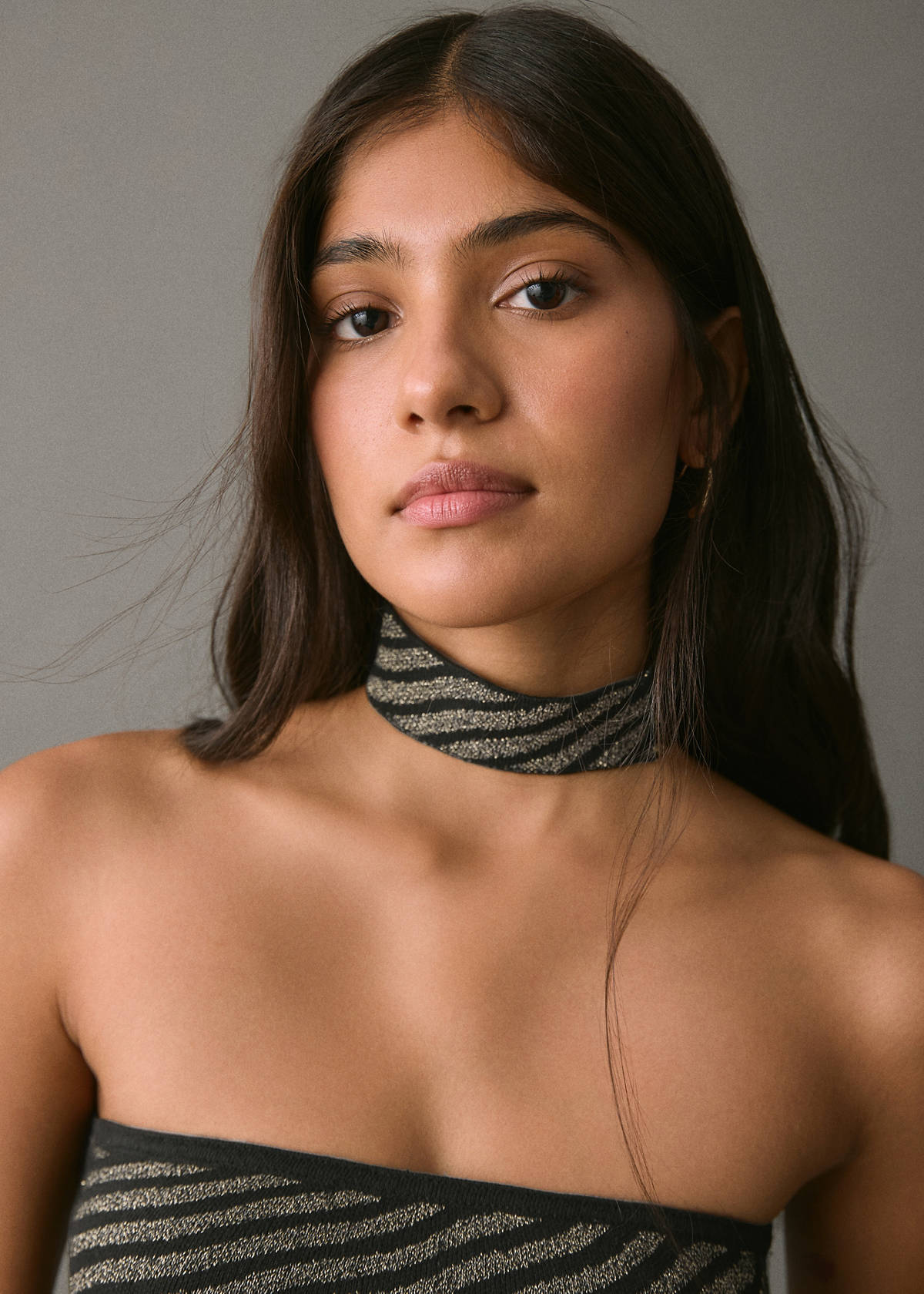 Striped strapless top — Gold