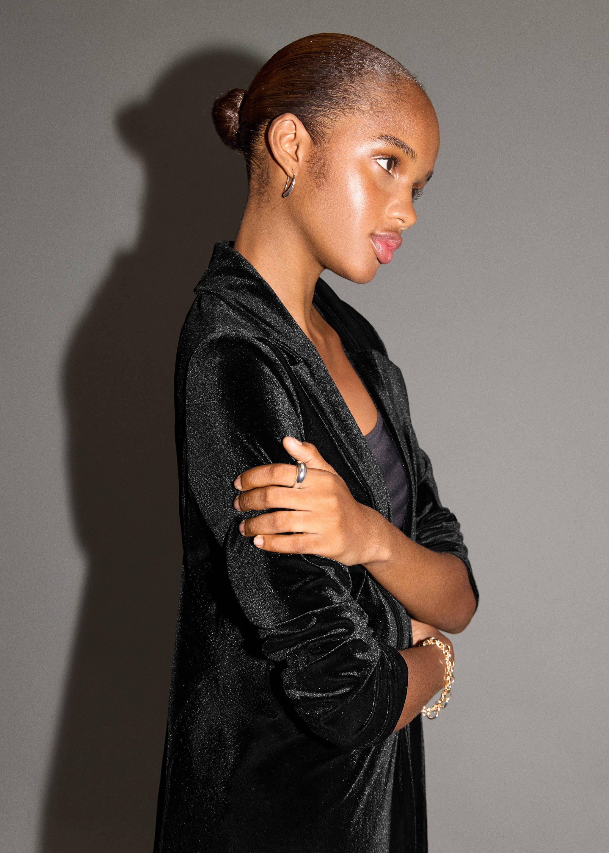 Long velvet jacket - Details of the article 1