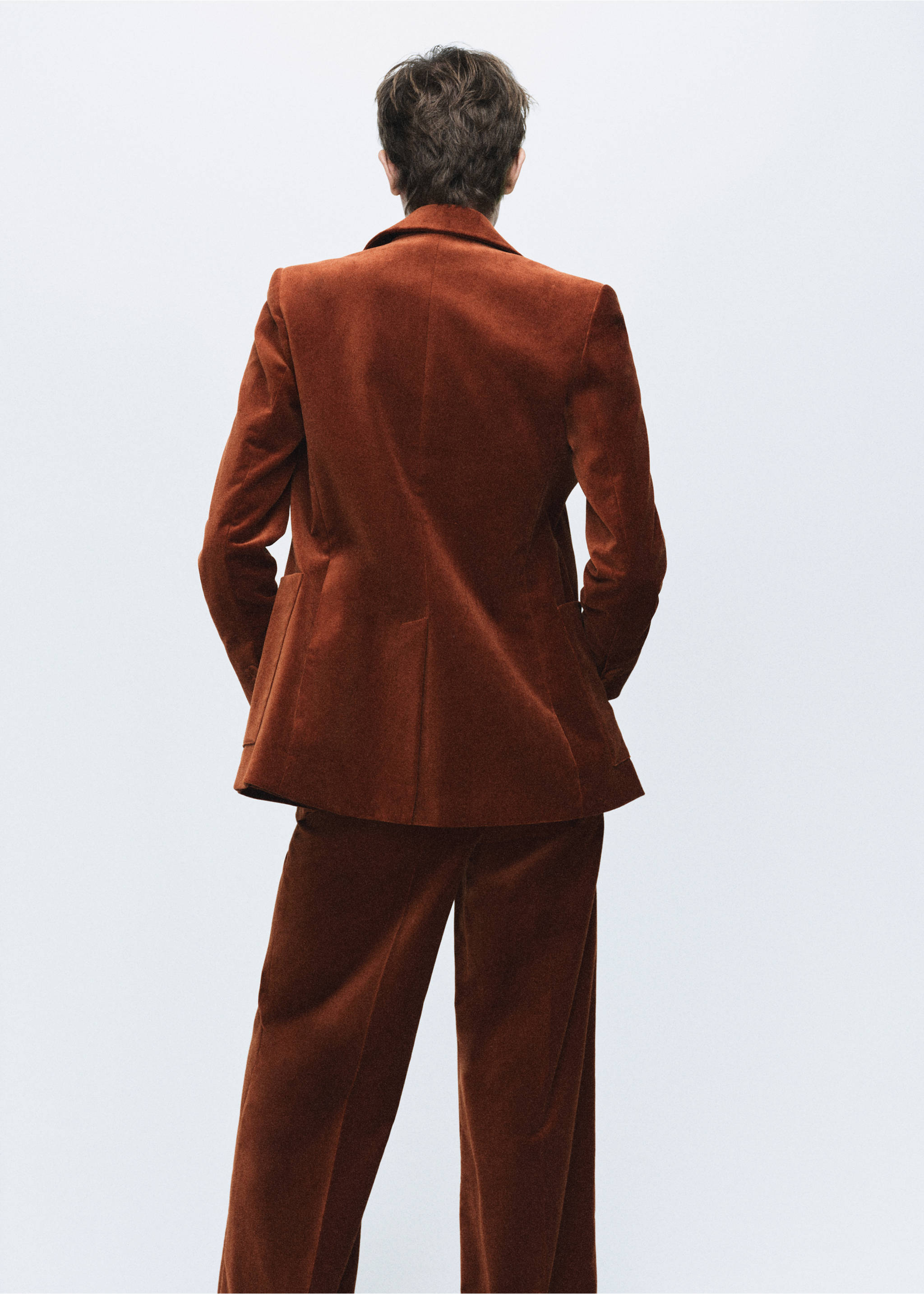 Blazer costume velours à poches - Verso de l’article, Orange brûlé. Ref: 17068285-00.