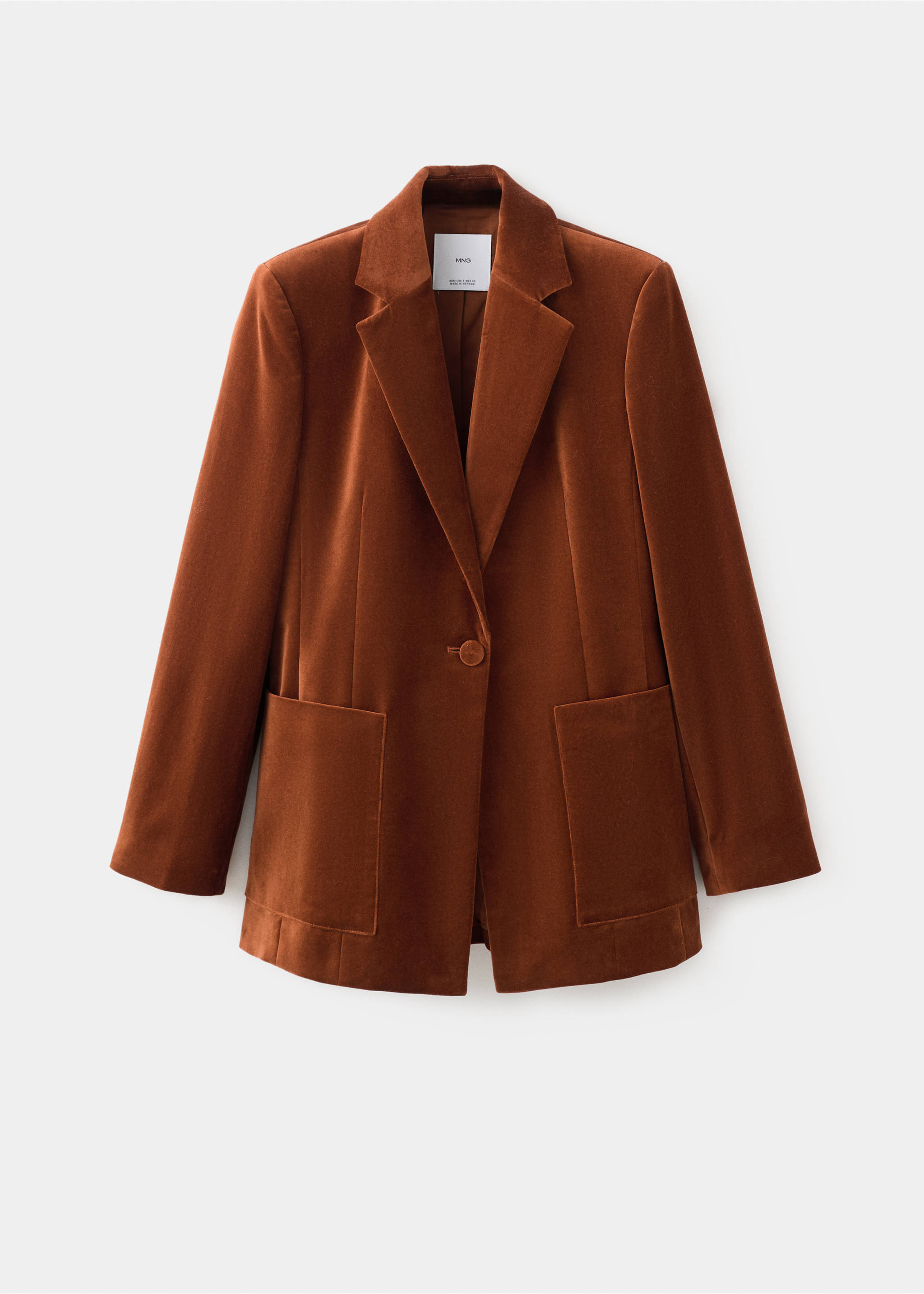 Velvet suit jacket with pockets - Article without model, Burnt Orange. Ref: 17068285-00.