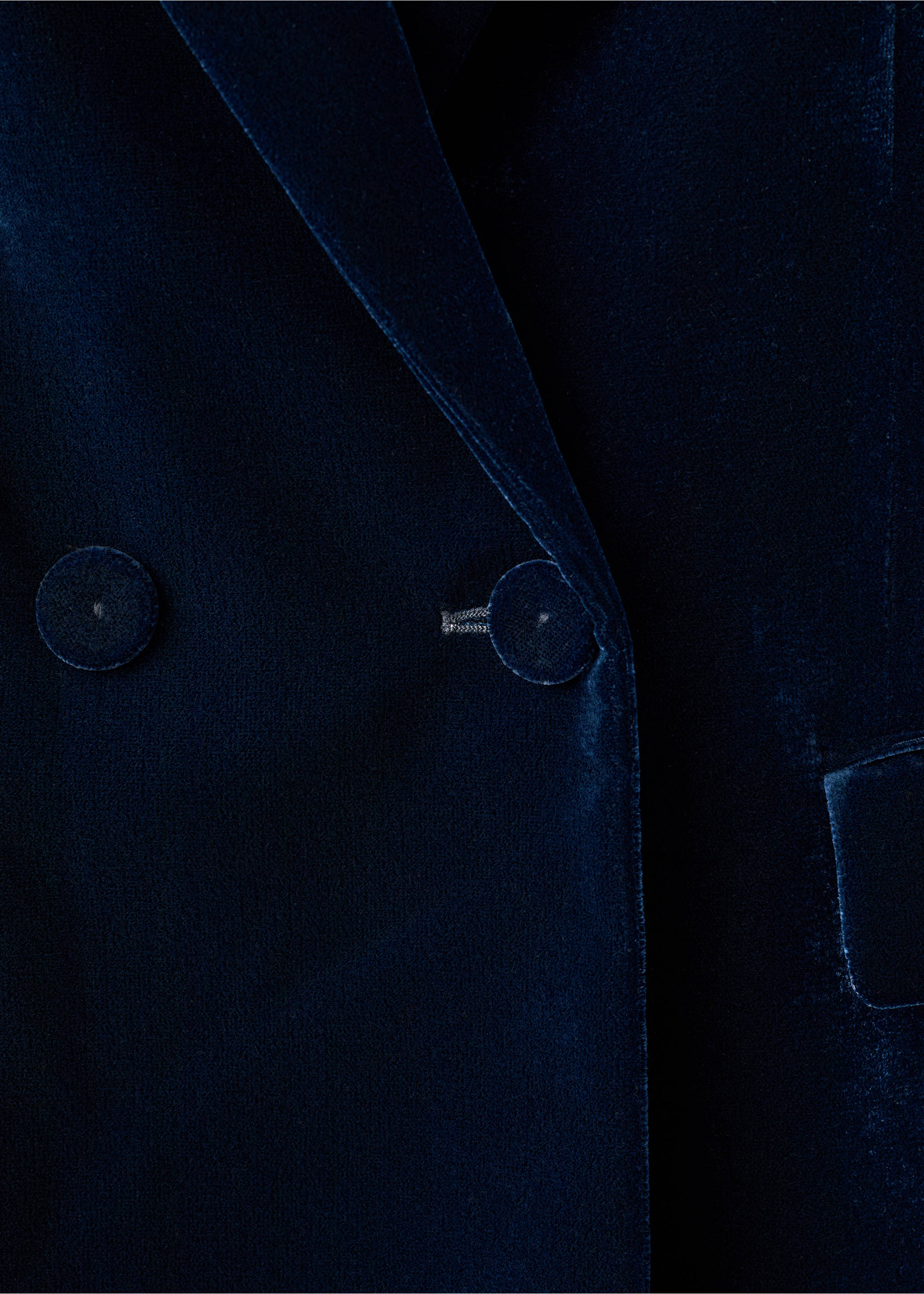 Double-breasted velvet jacket - Details of the article 8, Navy. Ref: 17068287-00.