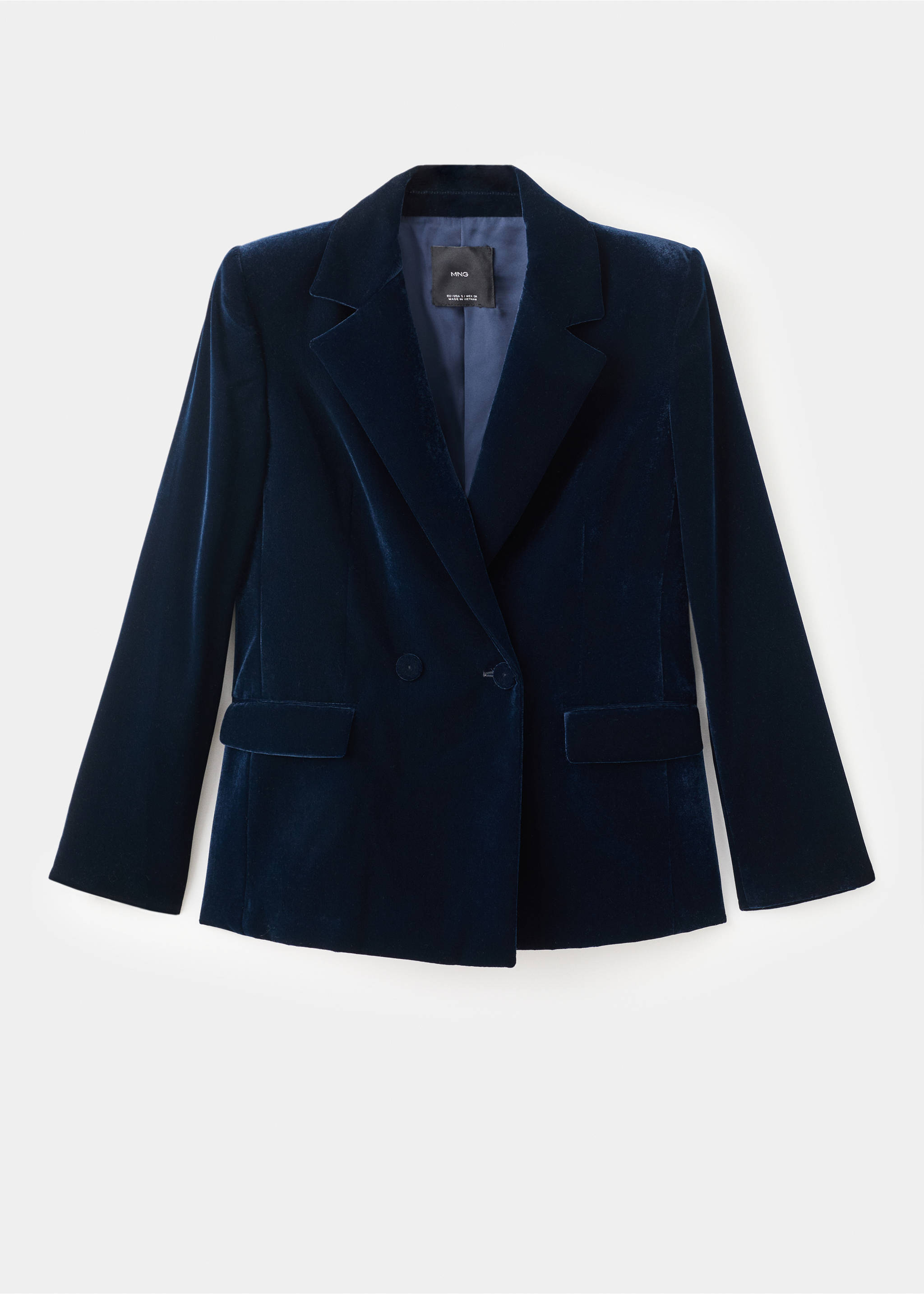 Double-breasted velvet jacket - Article without model, Navy. Ref: 17068287-00.