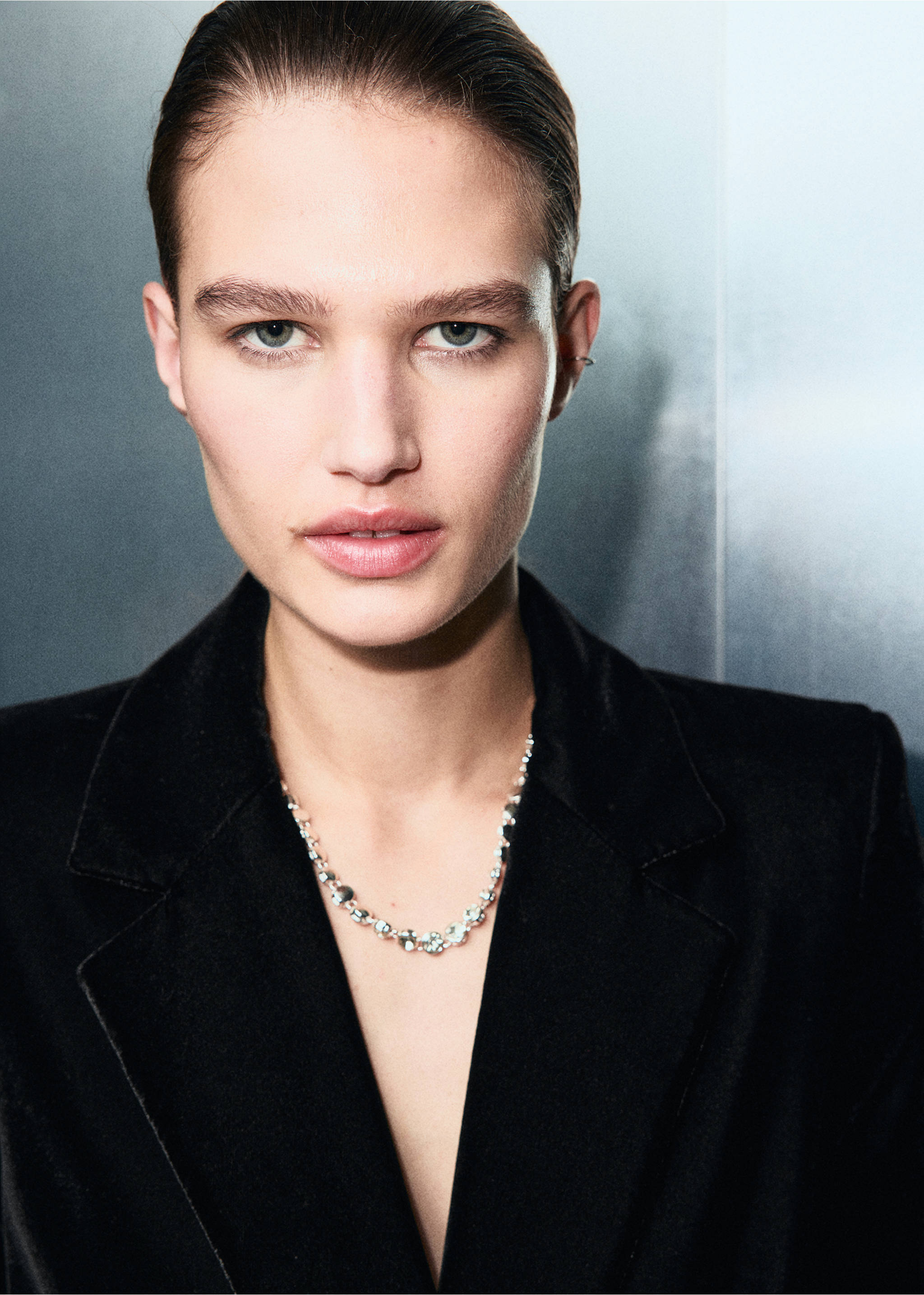 Double-breasted velvet jacket - Details of the article 1, Black. Ref: 17068287-00.