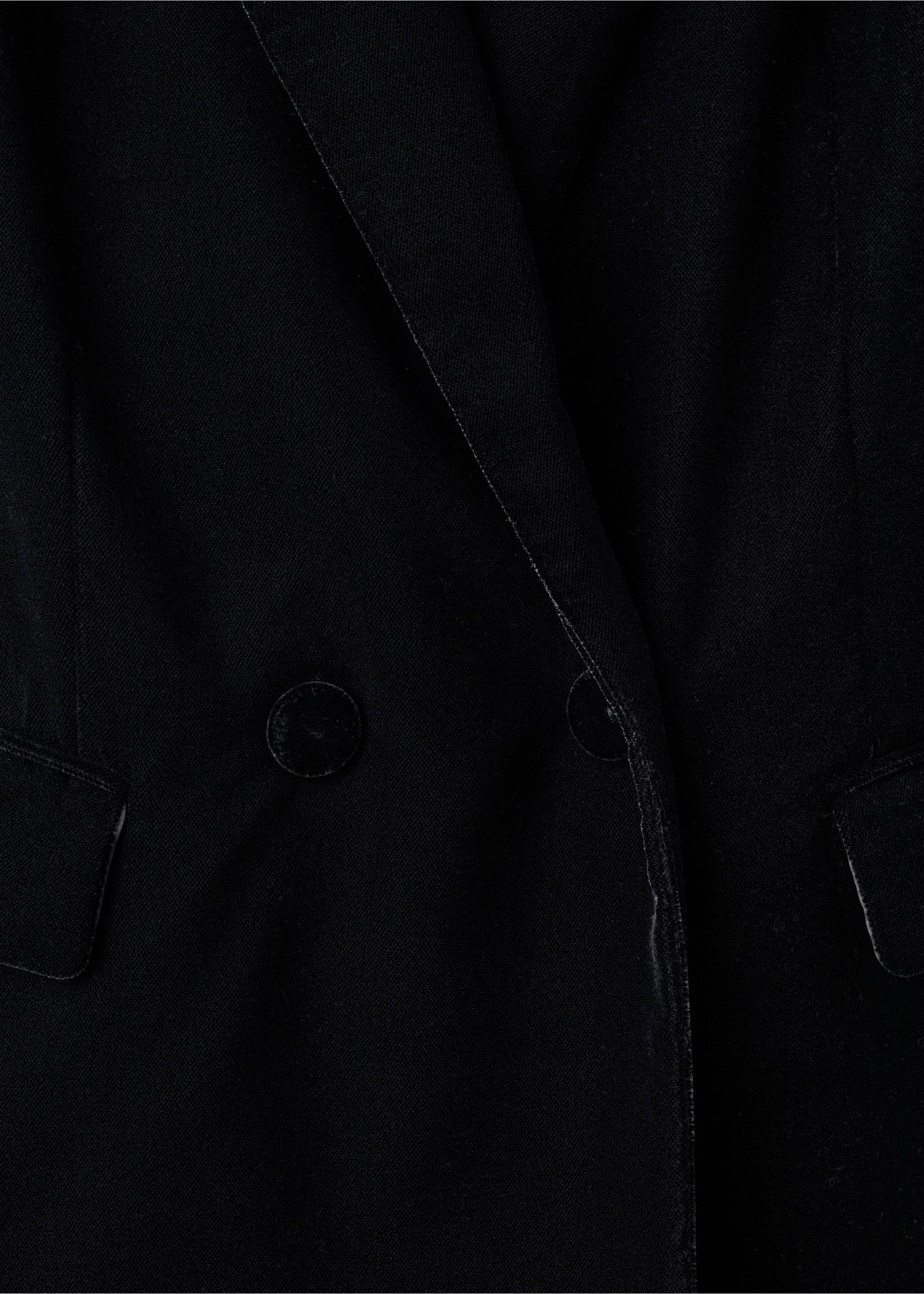 Double-breasted velvet jacket - Details of the article 8, Black. Ref: 17068287-00.
