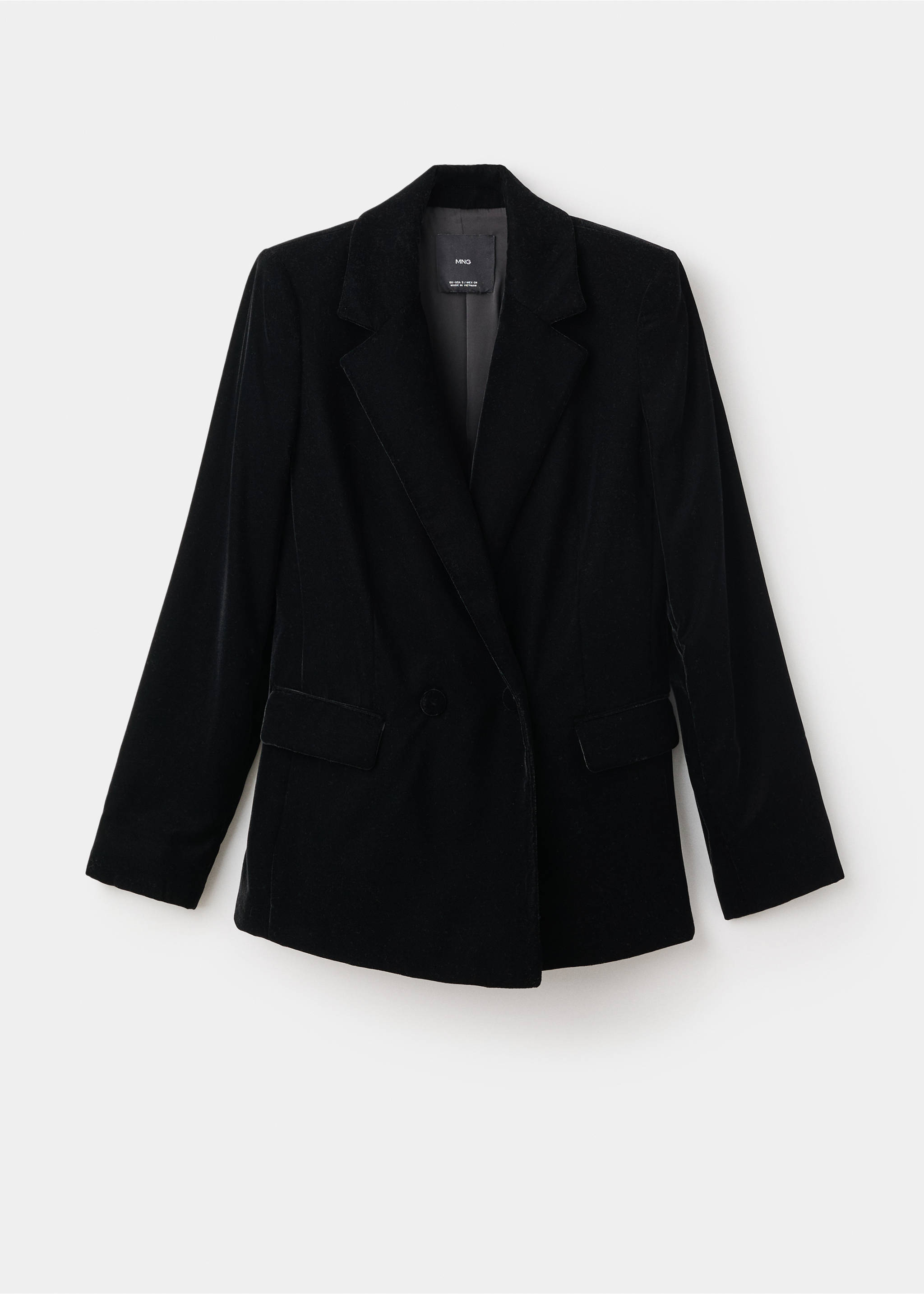 Double-breasted velvet jacket - Article without model, Black. Ref: 17068287-00.