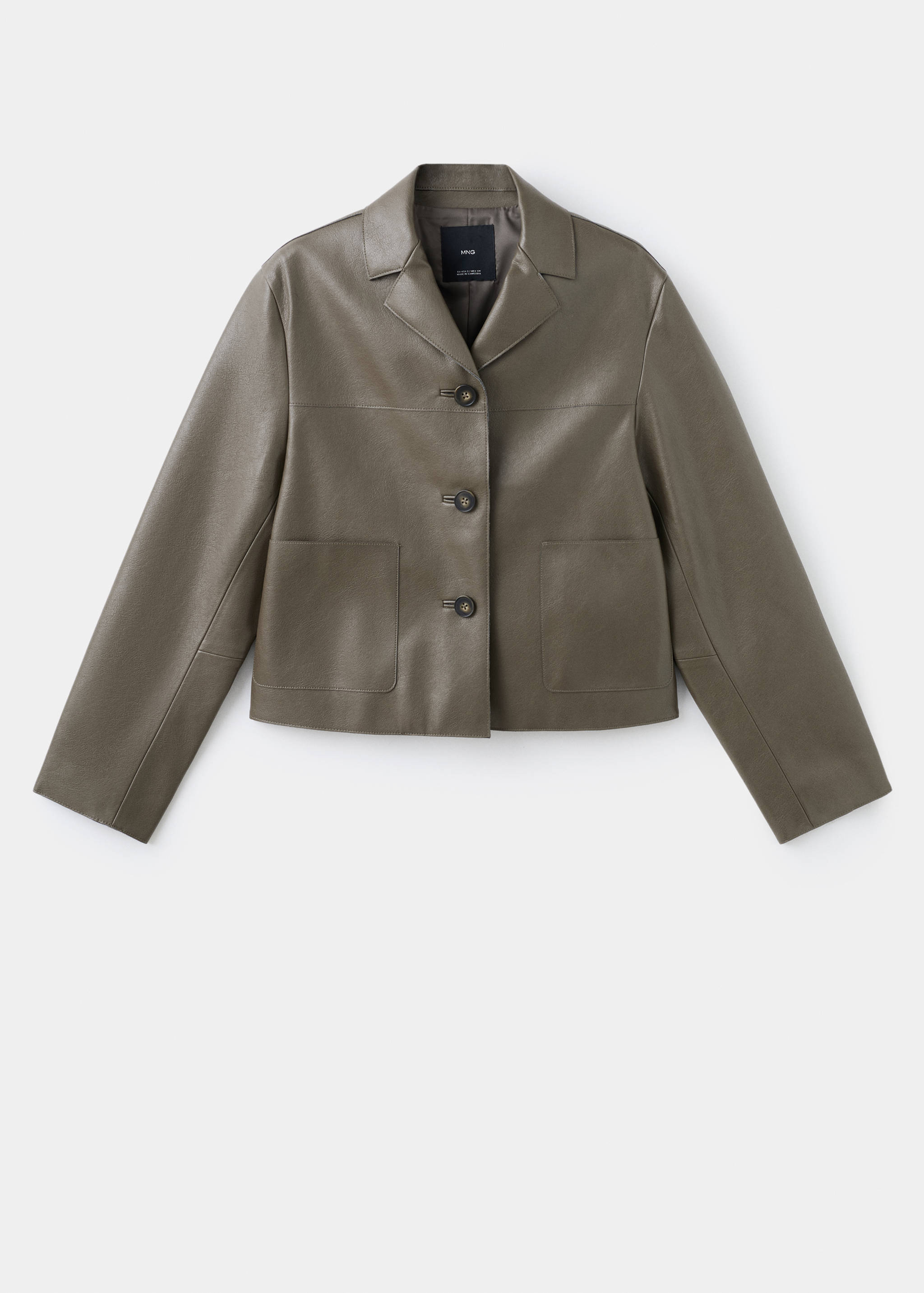 Faux-leather jacket with pockets - Article without model