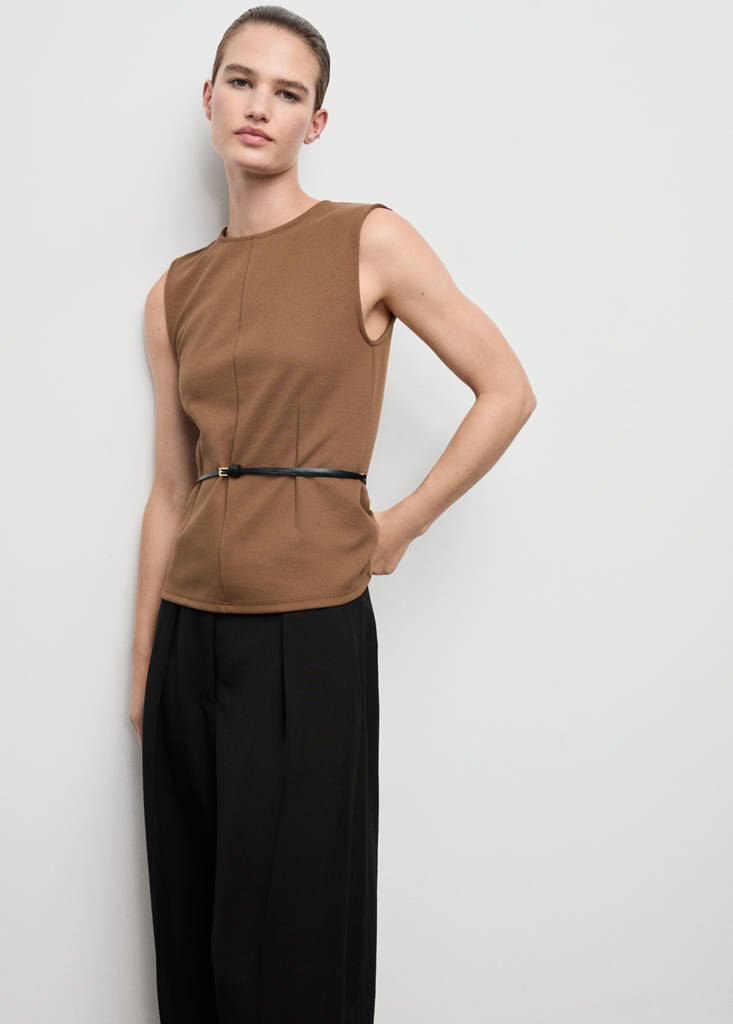 Fitted top with wide straps — Medium Brown