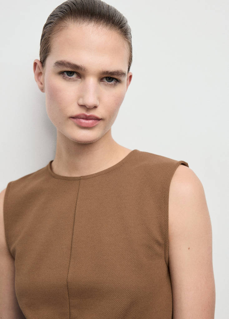 Fitted top with wide straps — Medium Brown