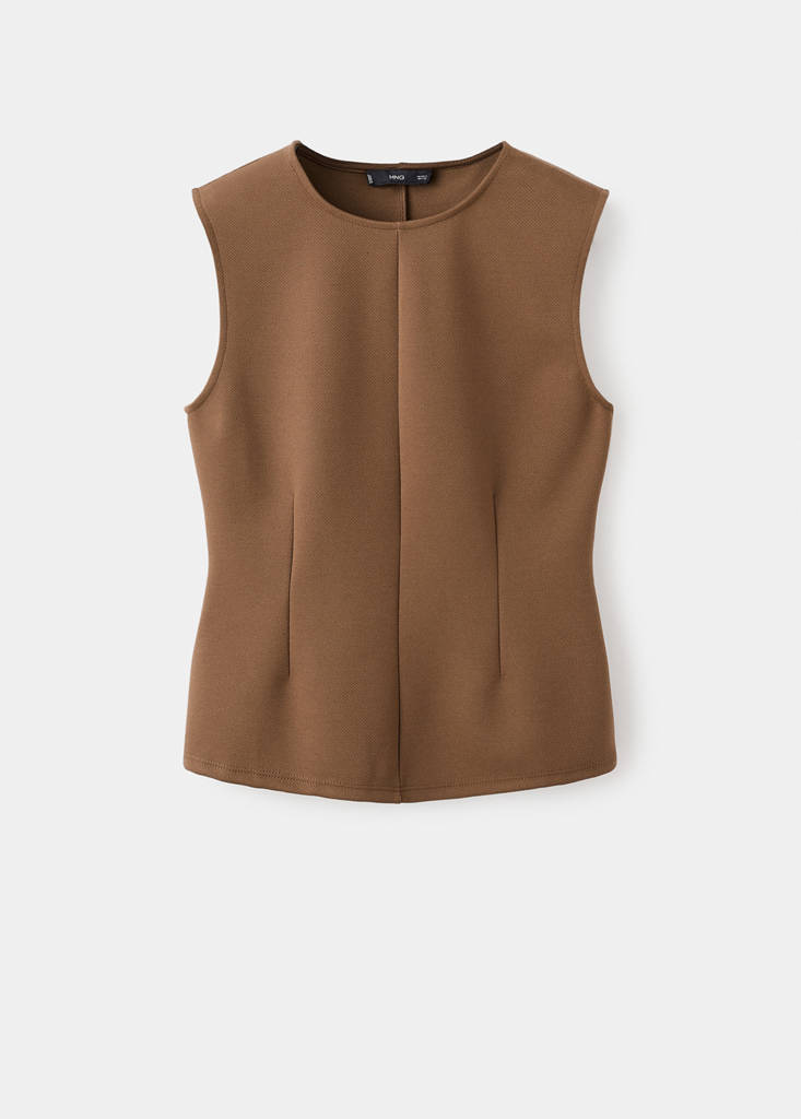Fitted top with wide straps — Medium Brown