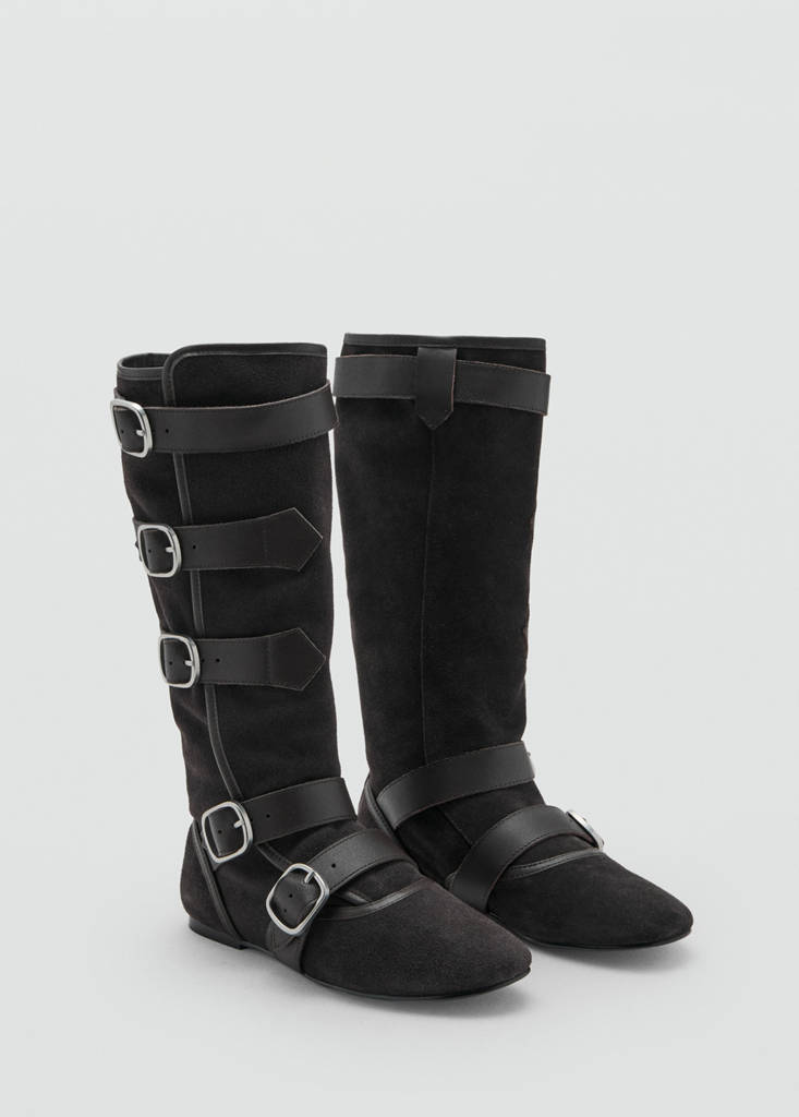 Suede boots with buckle — Dark Heather Grey