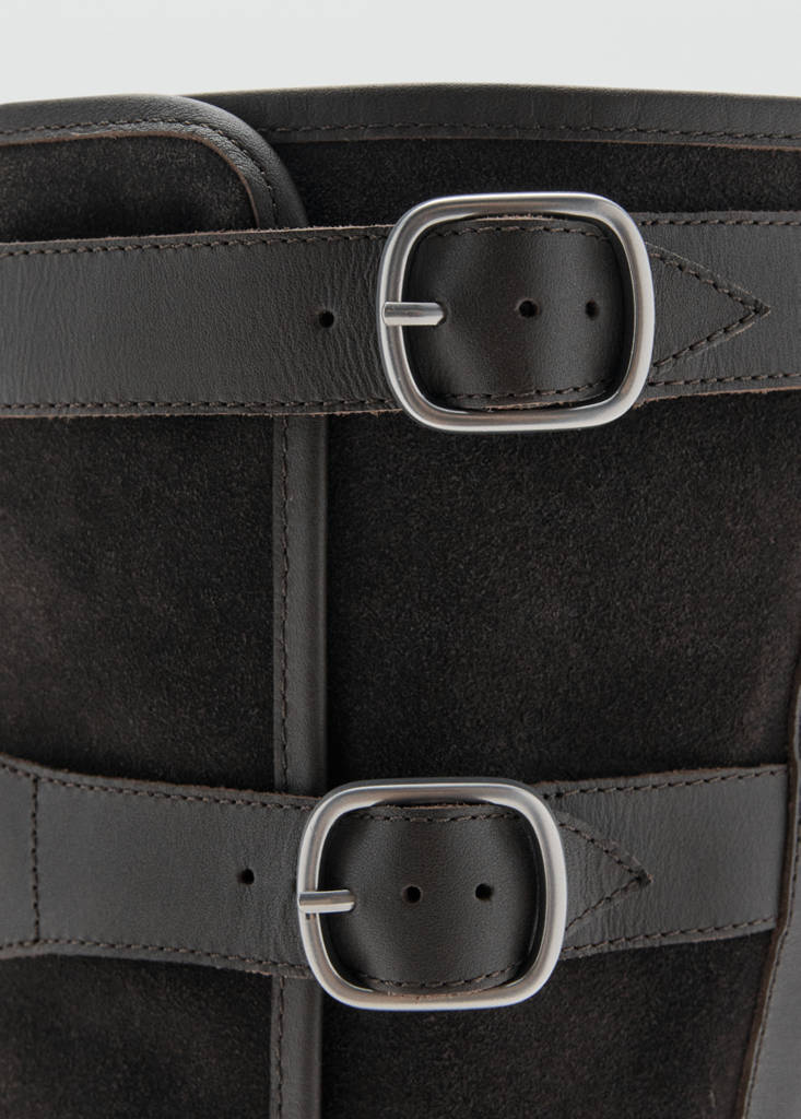Suede boots with buckle — Dark Heather Grey