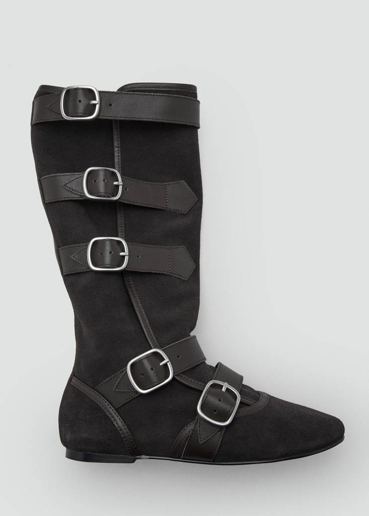 Suede boots with buckle — Dark Heather Grey
