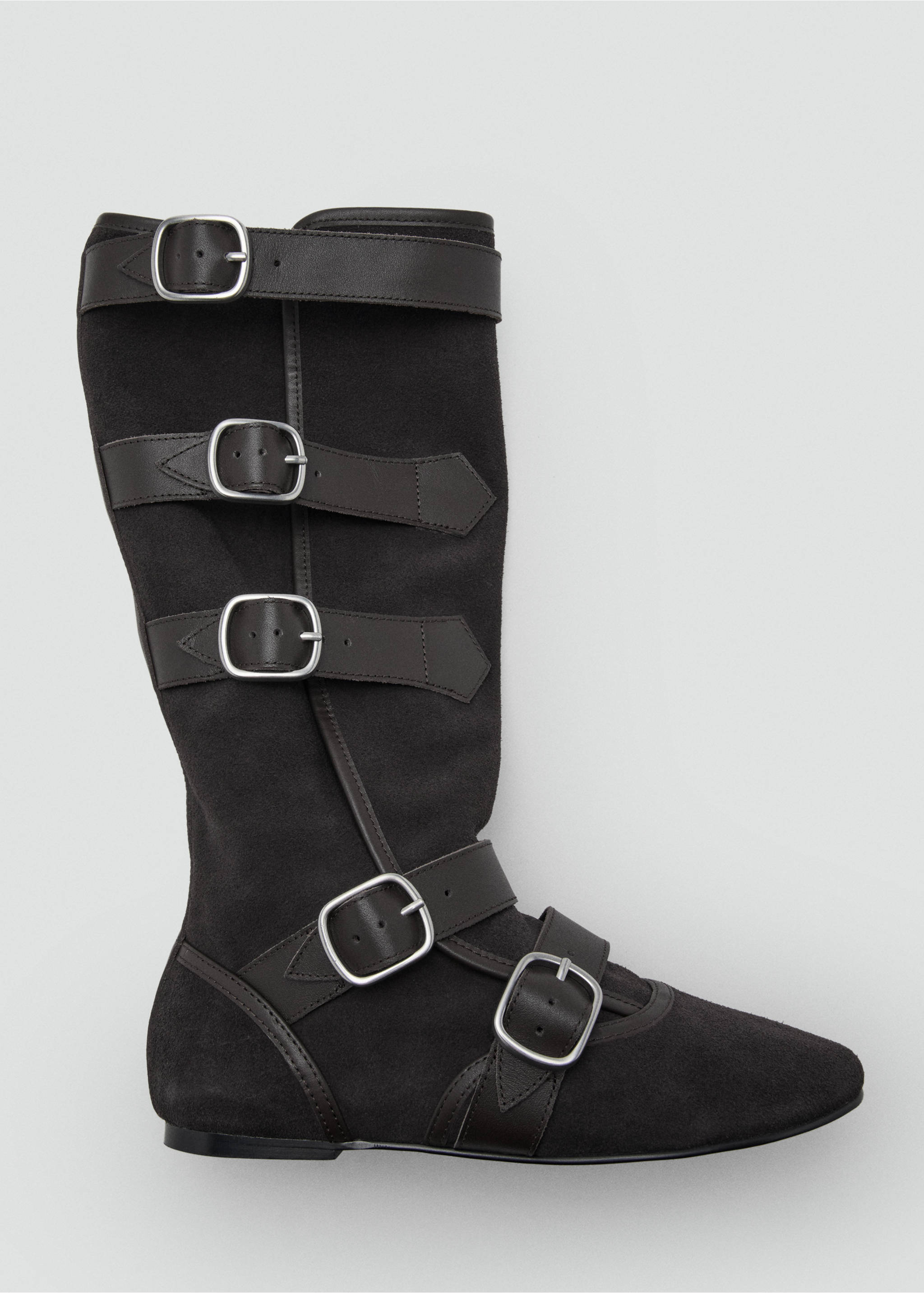 Suede boots with buckle - Details of the article 2, Dark Heather Grey. Ref: 17068631-00.