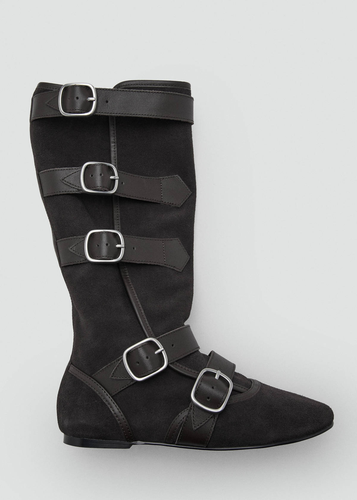 Suede boots with buckle — Dark Heather Grey