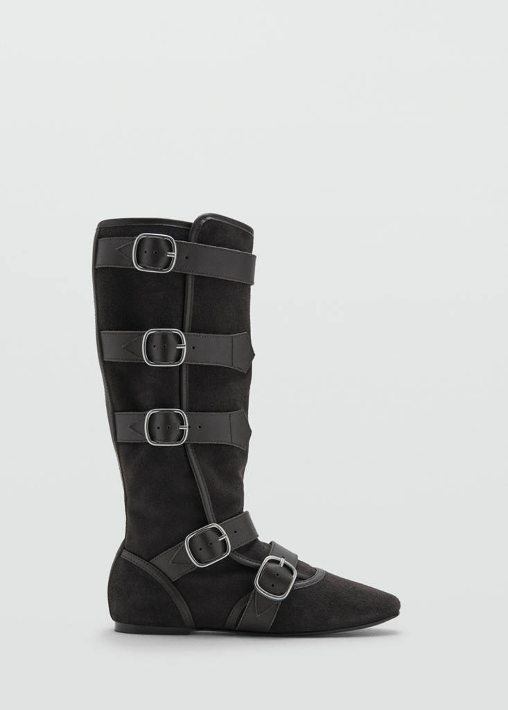 Suede boots with buckle — Dark Heather Grey