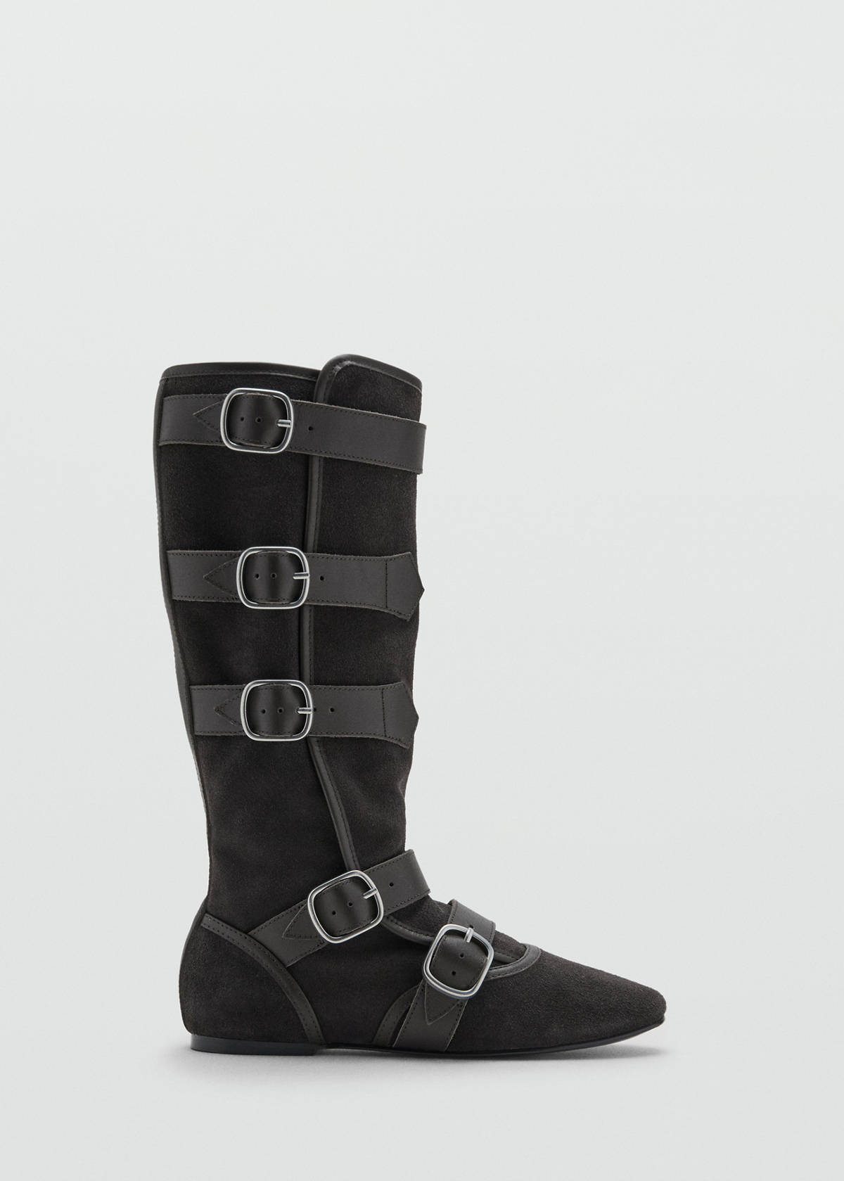 Suede boots with buckle — Dark Heather Grey