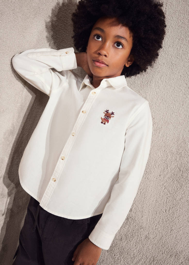 Shirt with reindeer embroidery — Off White