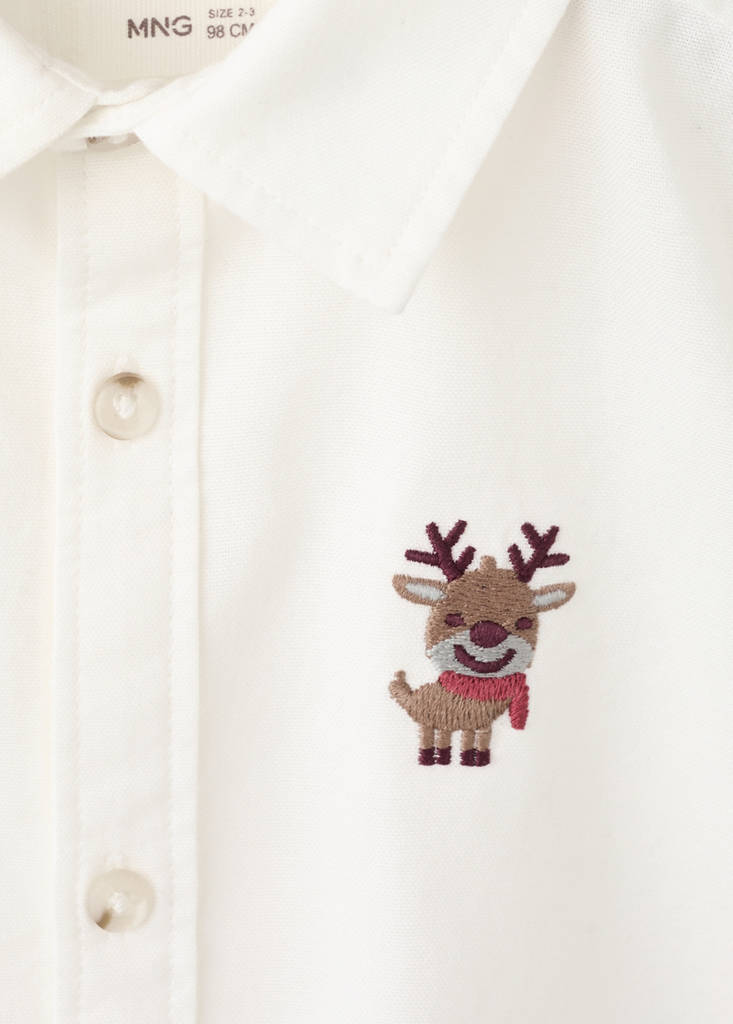 Shirt with reindeer embroidery — Off White