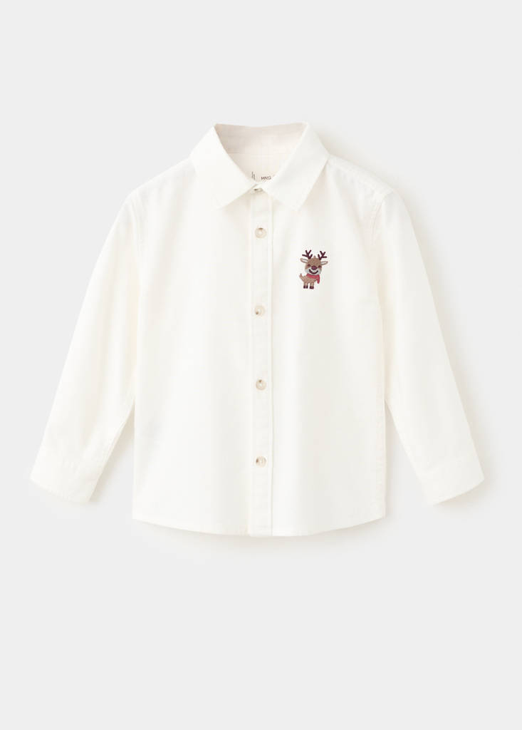 Shirt with reindeer embroidery — Off White