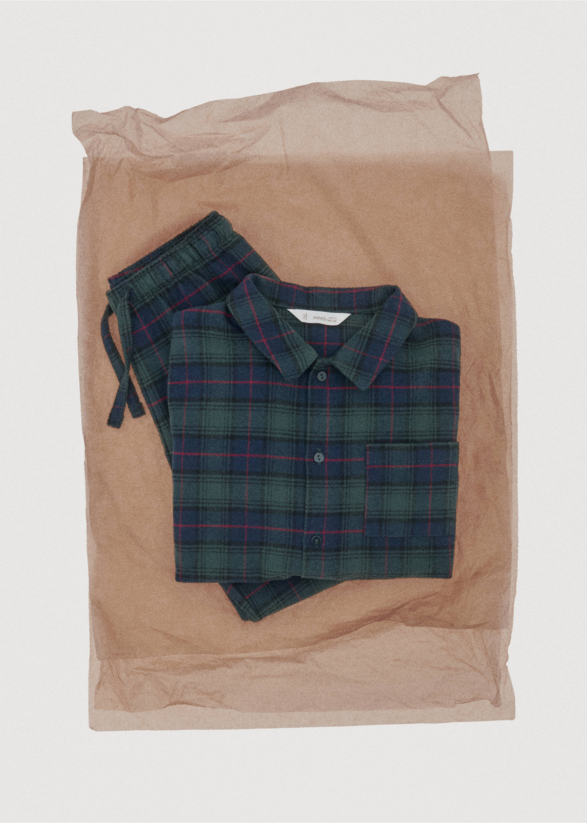 Pijama largo cuadros - Detalle del artículo 7, Verde bosque. Ref: 17068638-00.