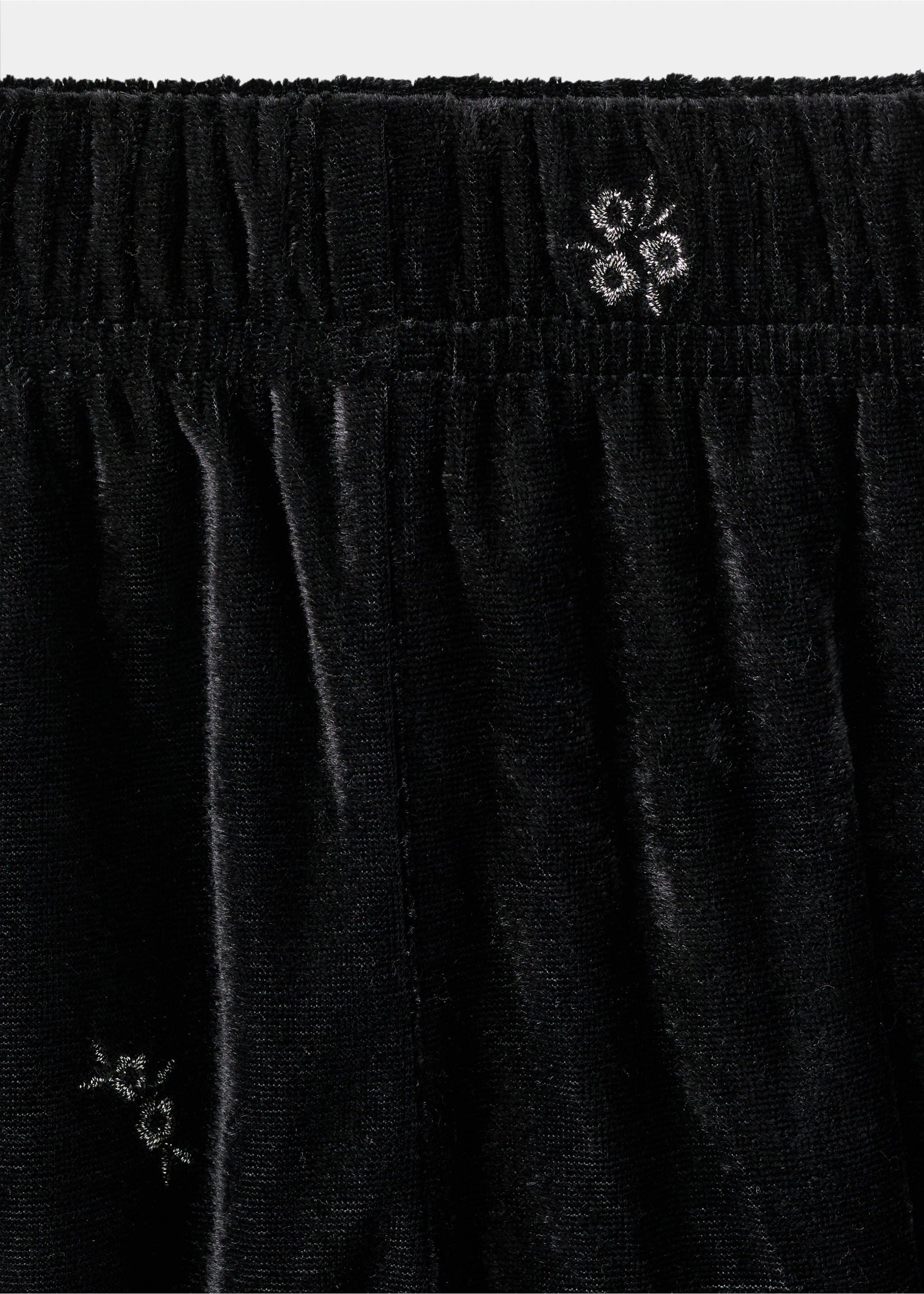 Embroidered velvet trousers - Details of the article 8, Black. Ref: 17069096-00.