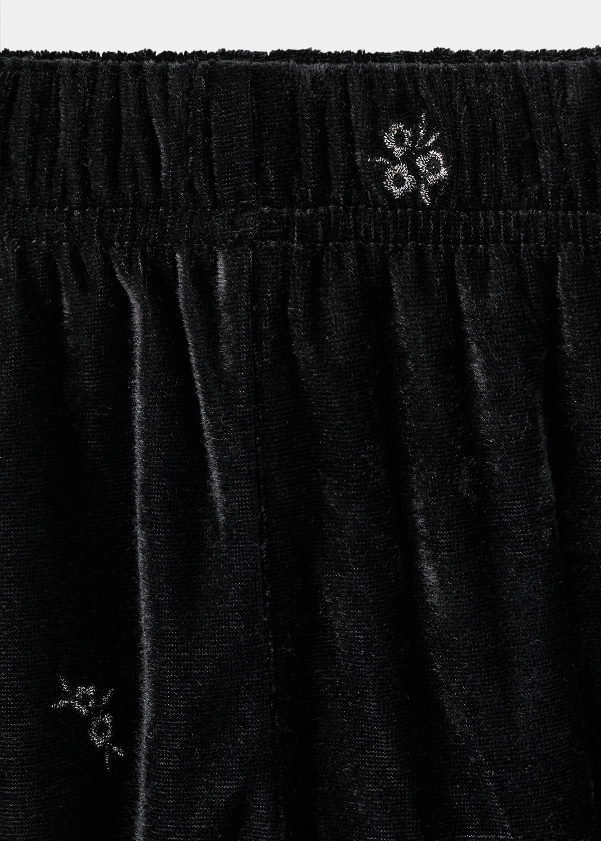 Embroidered velvet trousers — Black