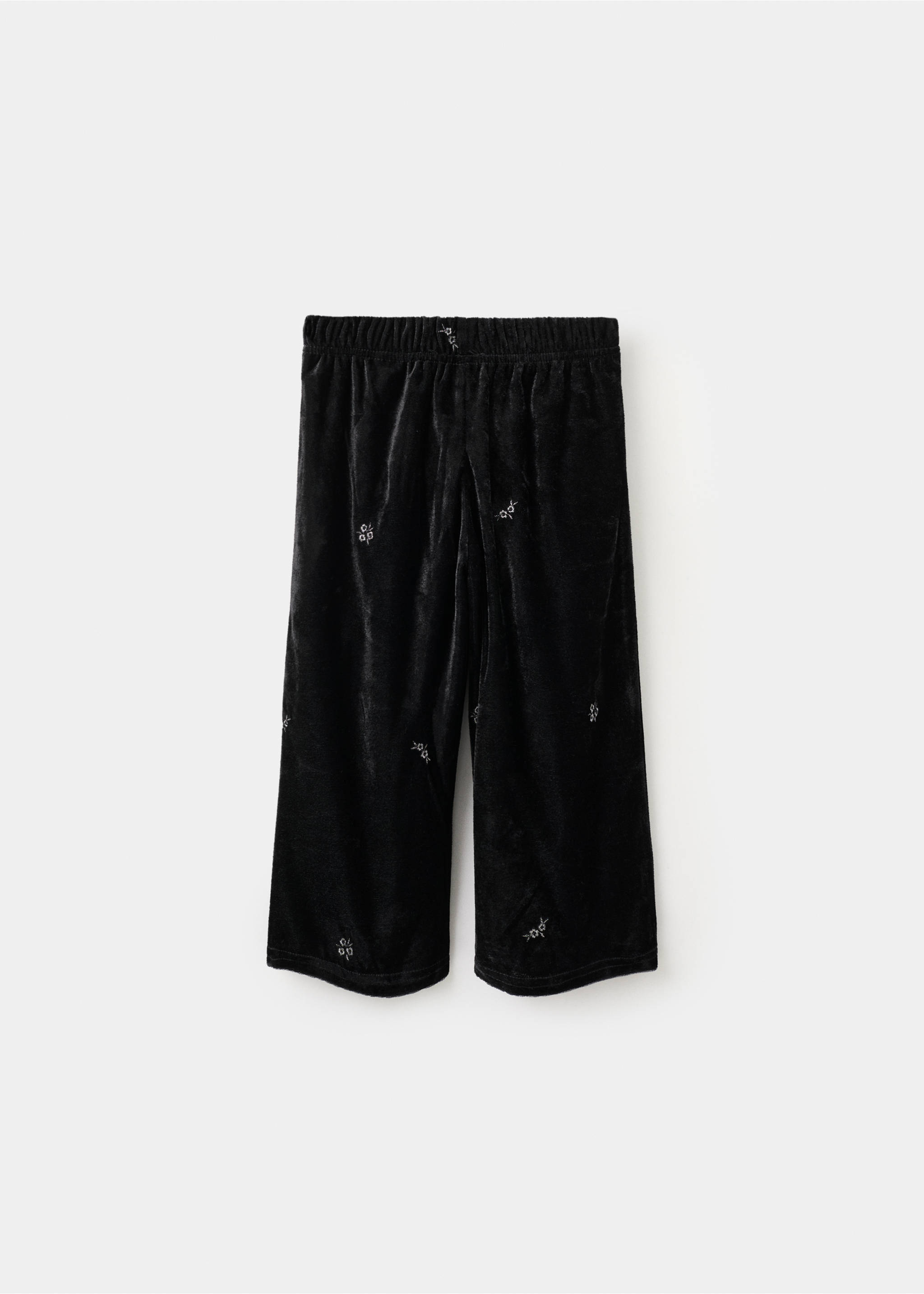 Pantalón terciopelo bordado - Reverso del artículo, Negro. Ref: 17069096-00.