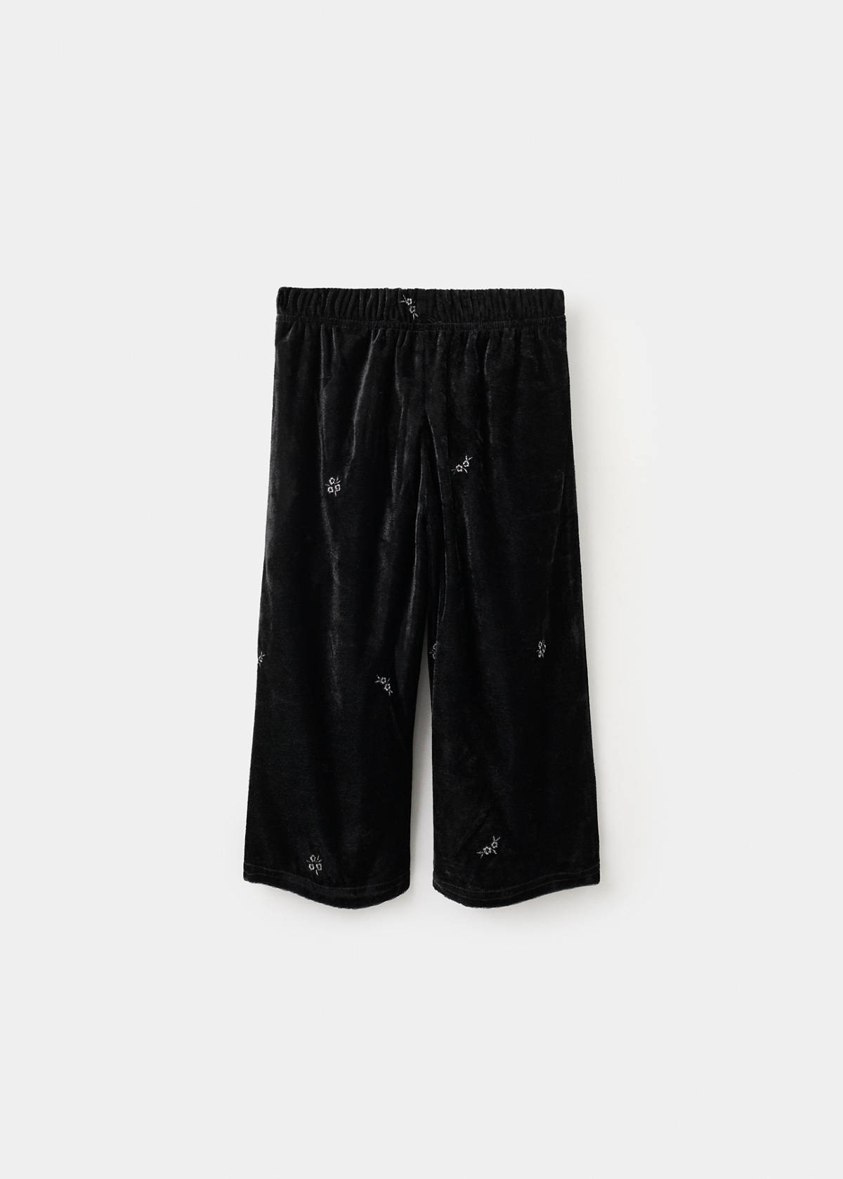 Embroidered velvet trousers — Black