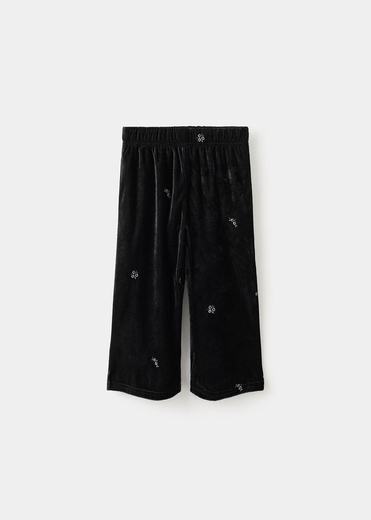 Embroidered velvet trousers — Black
