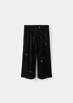 Embroidered velvet trousers — Black 2