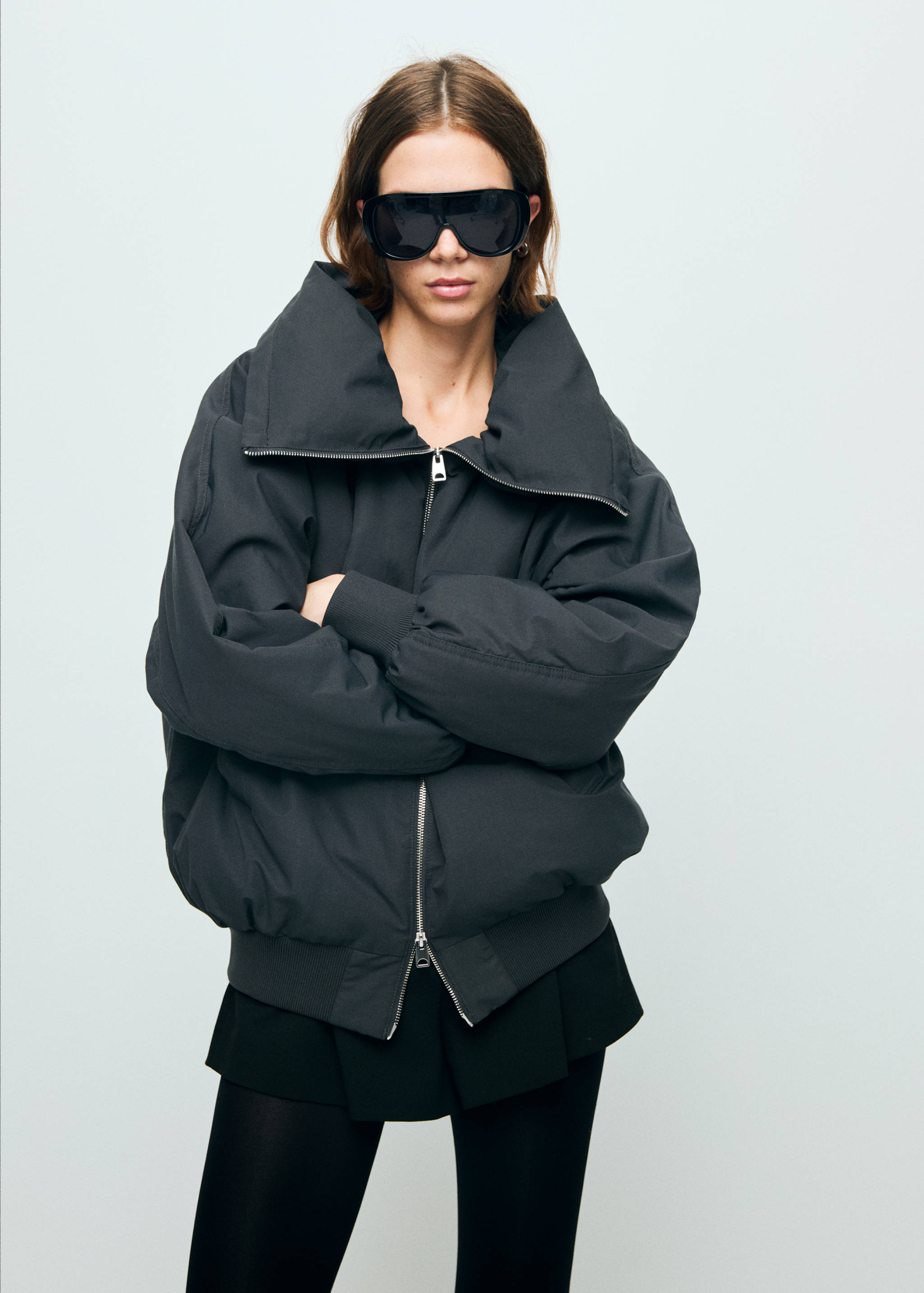 Funnel-neck bomber jacket - Medium plane