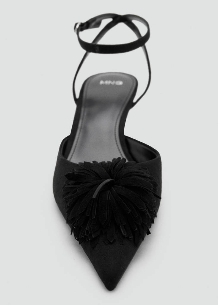 Kitten-heel pom-pom shoes — Black