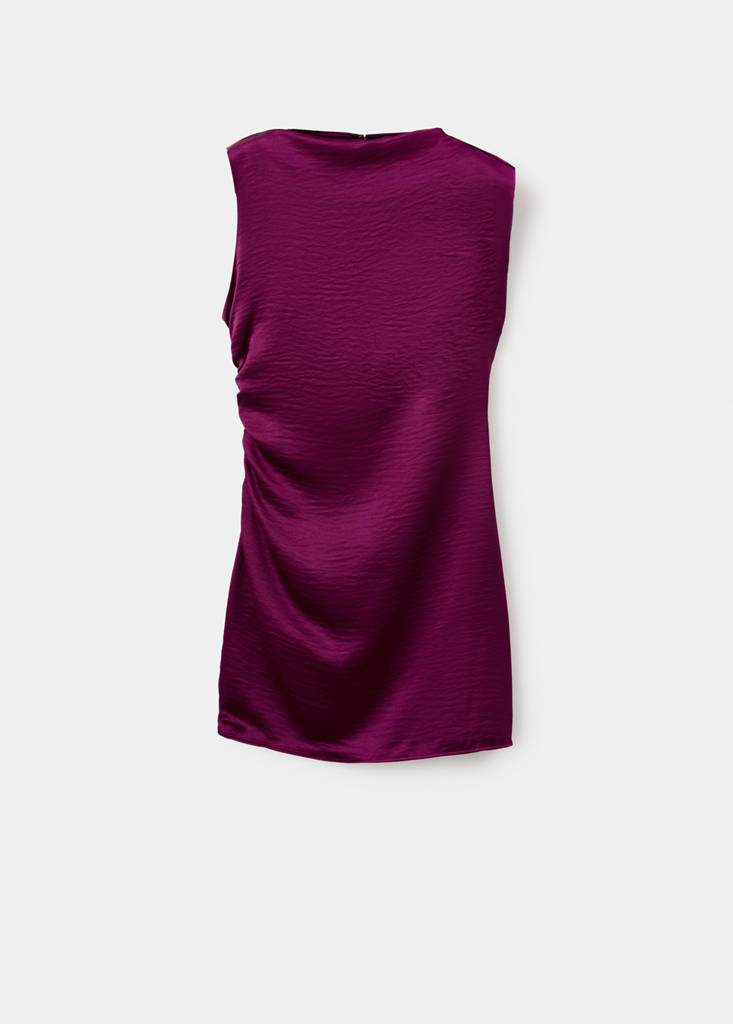 Satin dress with creased effect — Strawberry