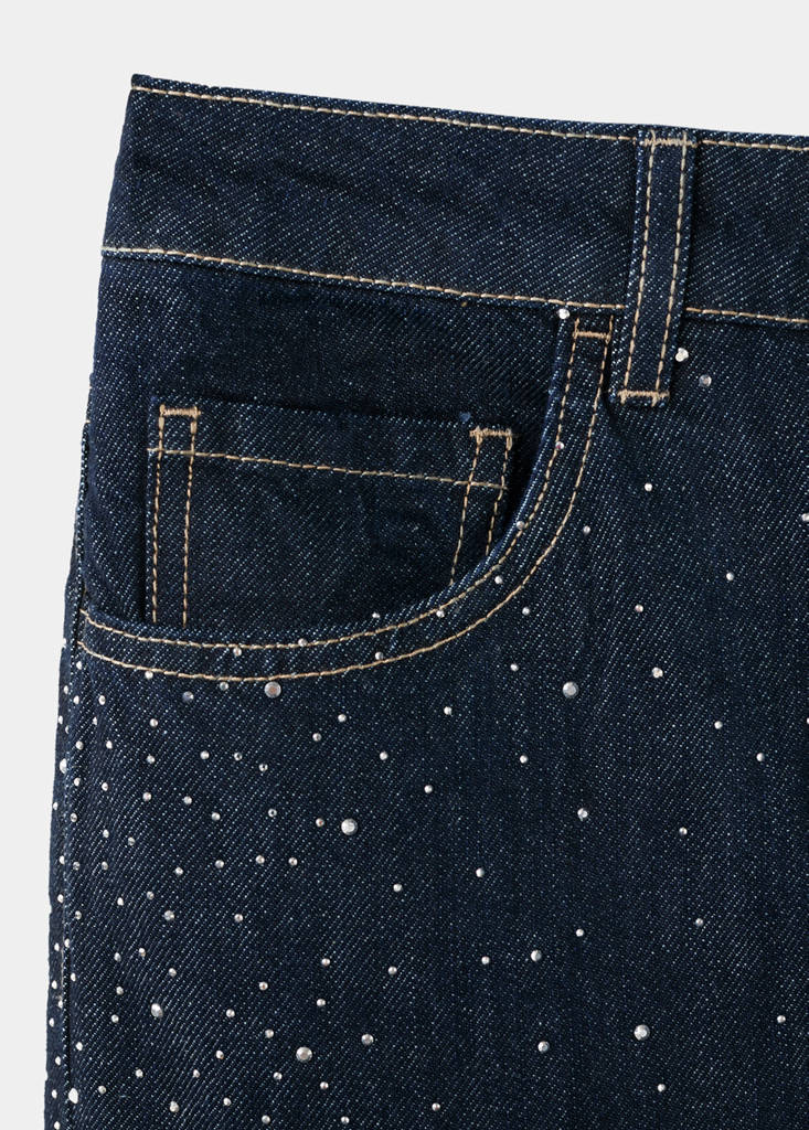 Straight jeans with rhinestone detail — Open Blue