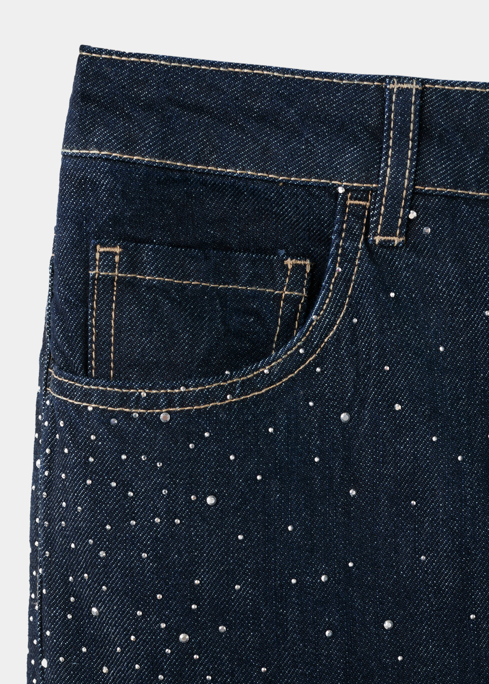 Straight jeans with rhinestone detail - Details of the article 0