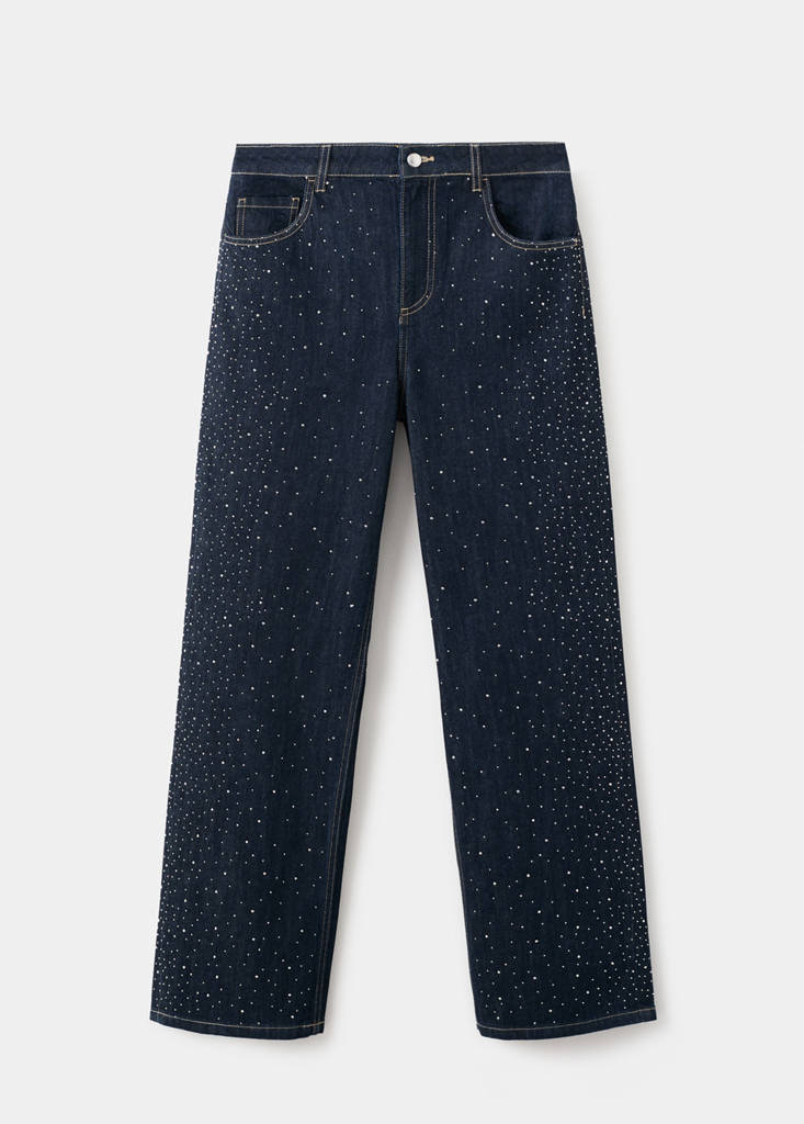 Straight jeans with rhinestone detail — Open Blue