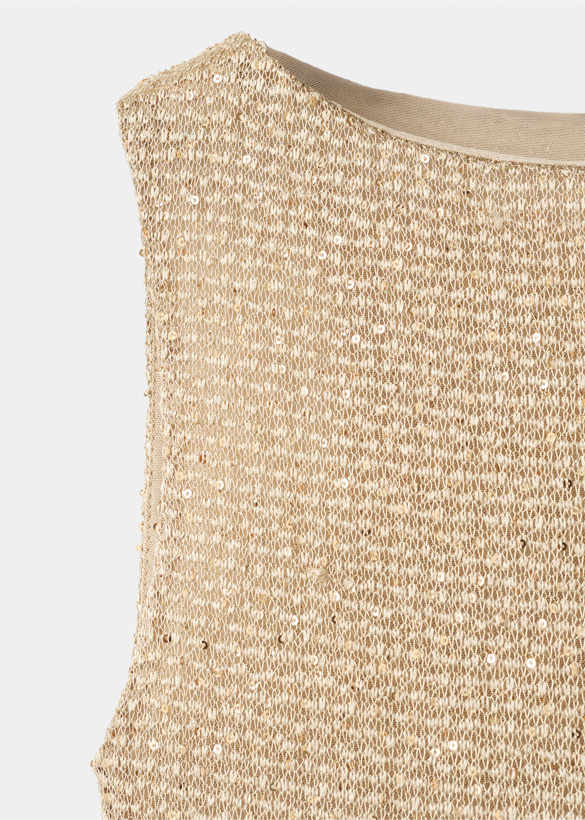 Semi-transparent sequin knit dress - Details of the article 8, Gold. Ref: 17069108-00.