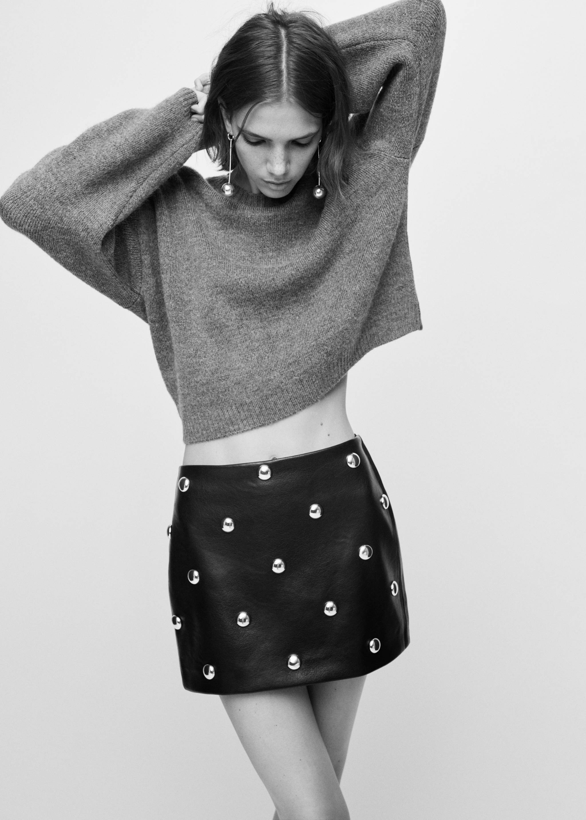 Studded faux-leather skirt - Panoramic plane