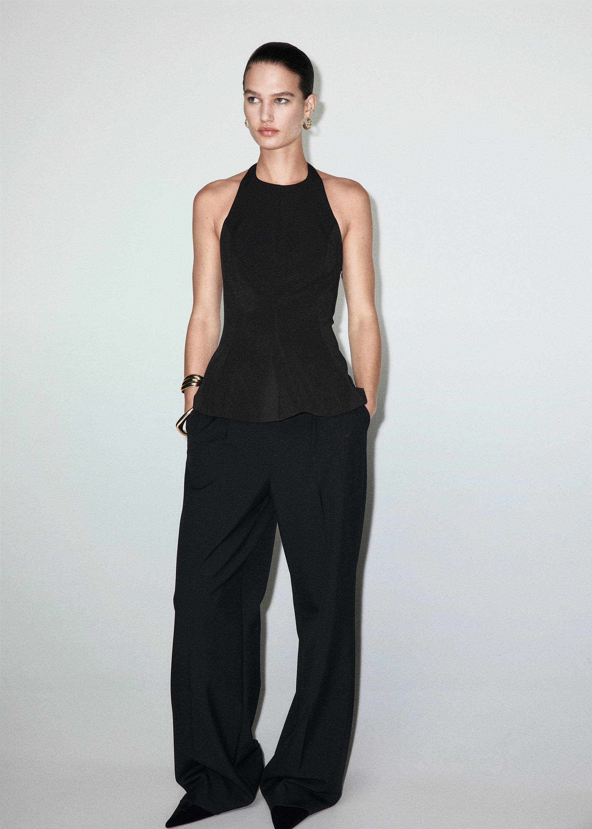 Top péplum col halter - Plan général