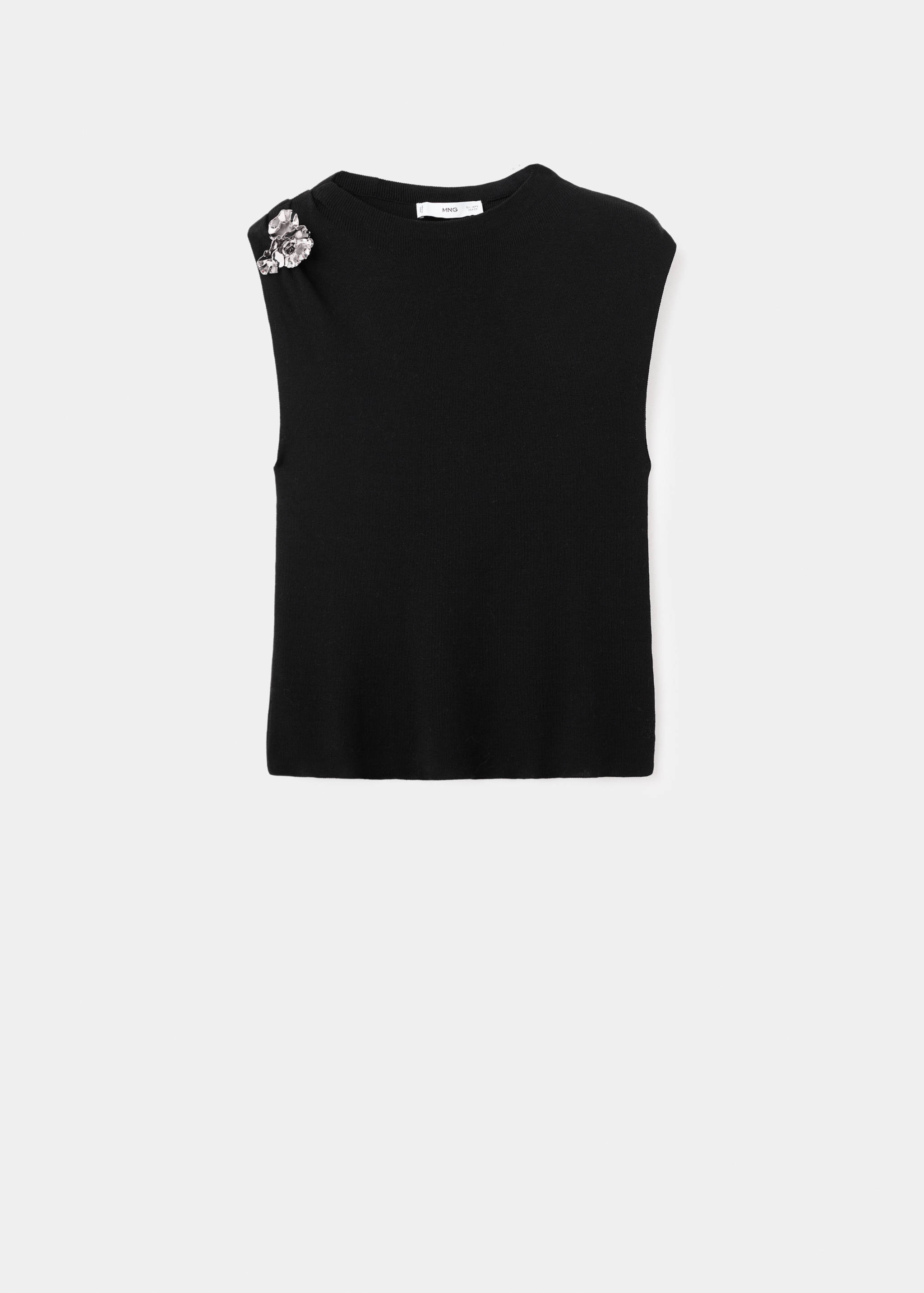 Knitted top with metallic flower - Article without model