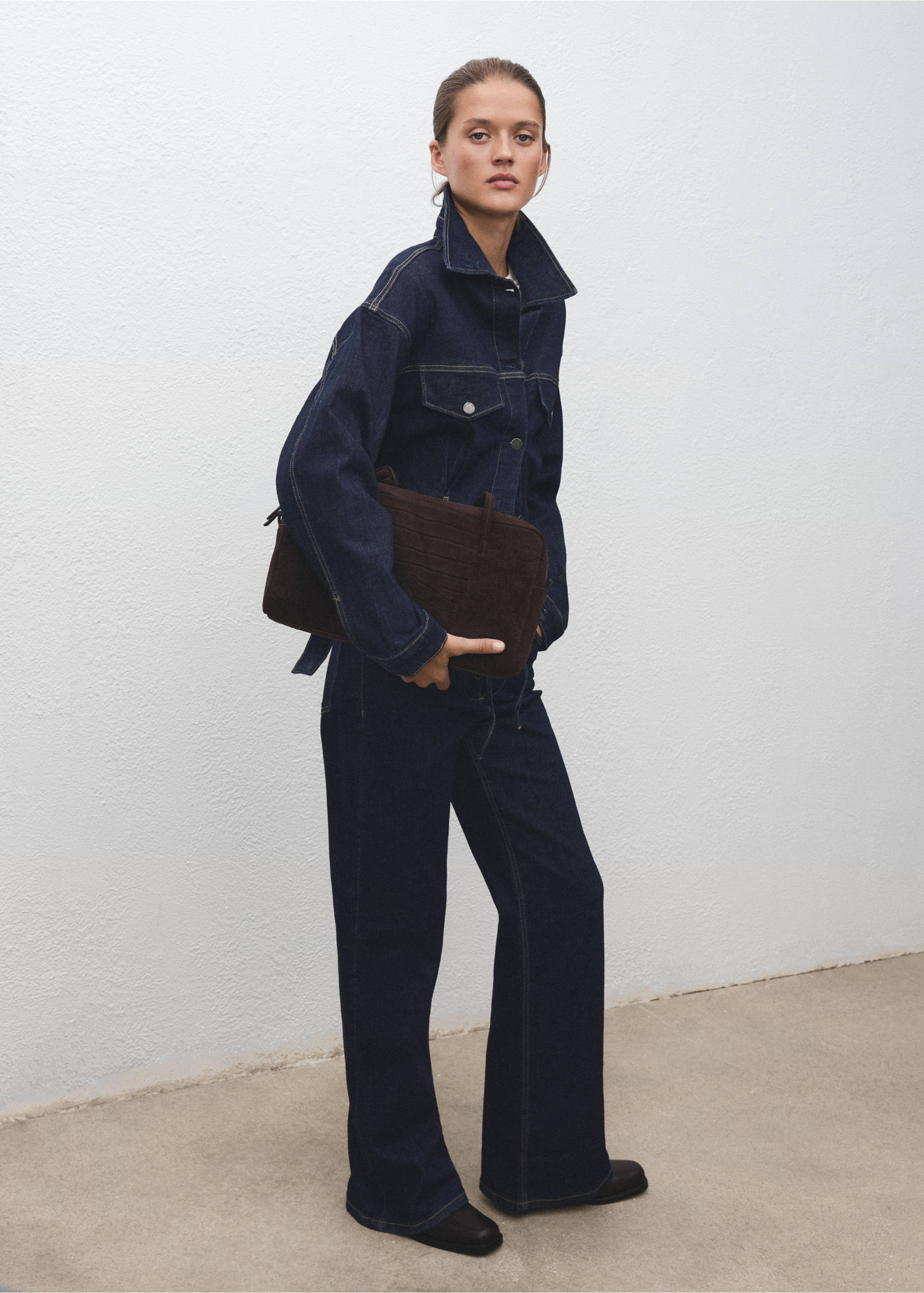 Fitted denim jacket with pockets - General plane, Open Blue. Ref: 17069119-00.