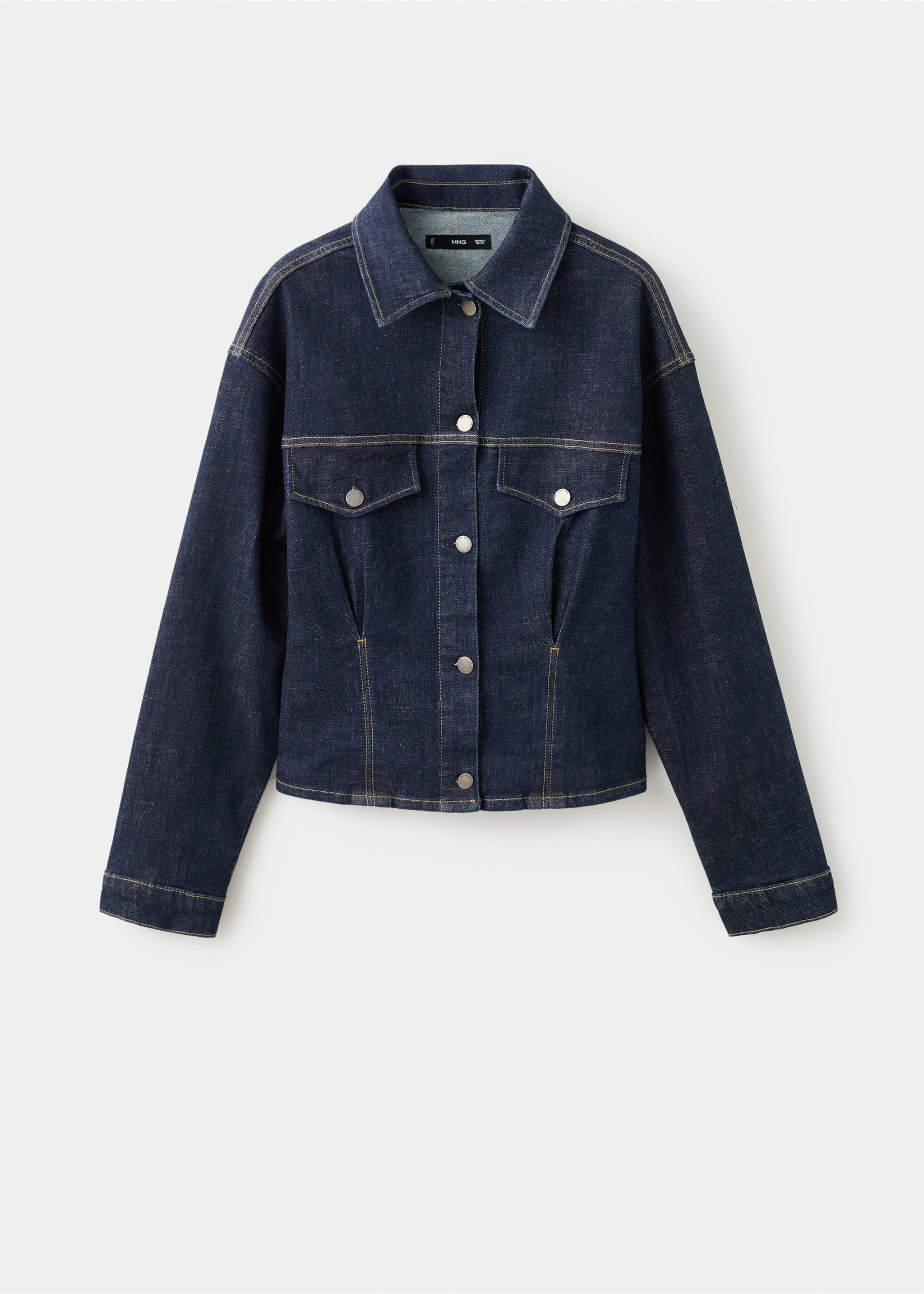 Veste jean cintrée à poches - Article sans modèle, Bleu. Ref: 17069119-00.