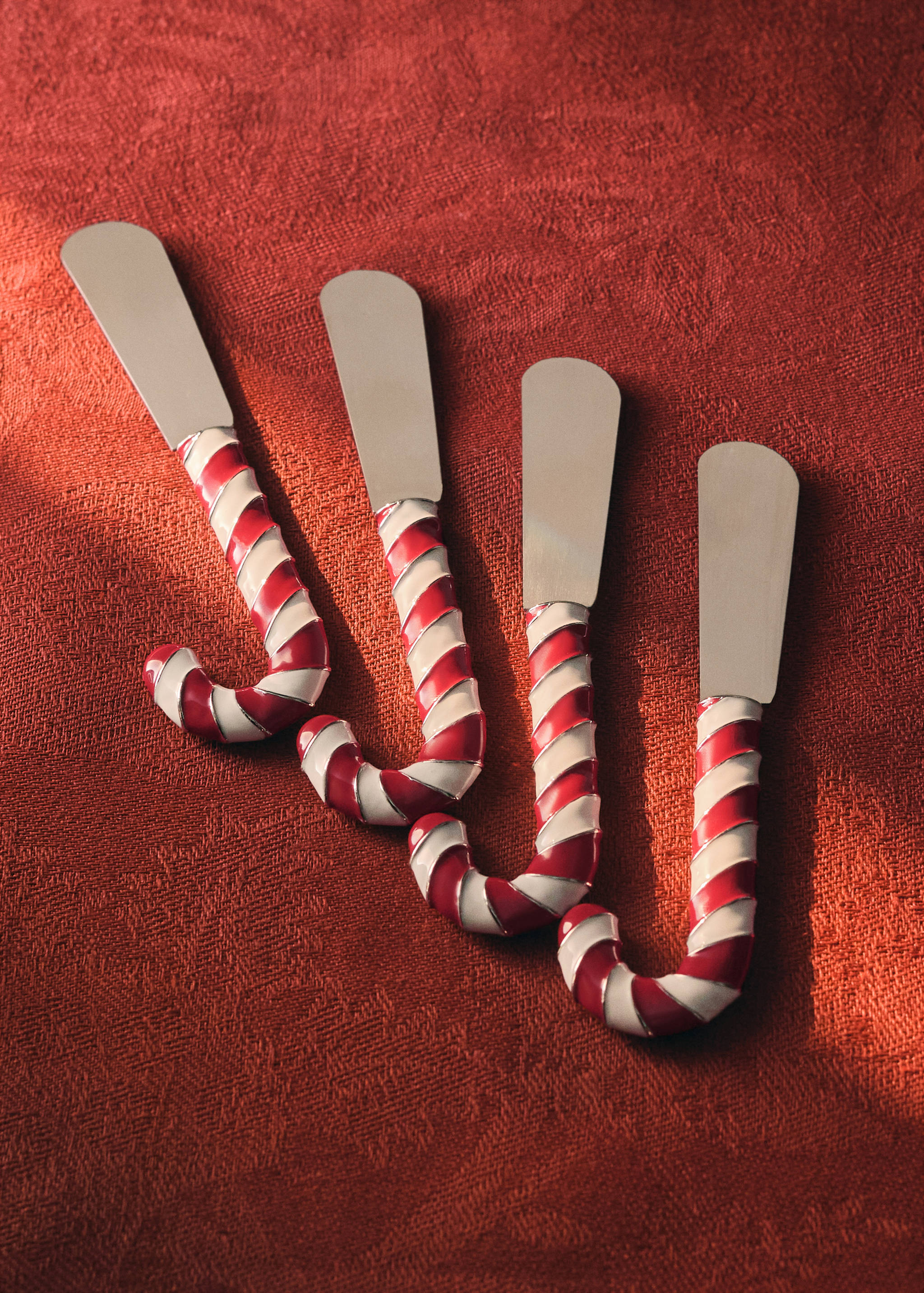 Set of 4 caramel butter knives in stainless steel - General plane